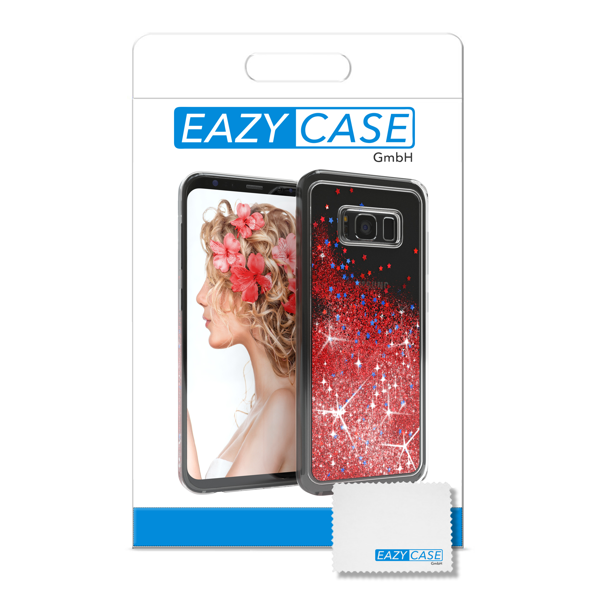 EAZY CASE Glitzerhülle Flüssig, Rot Samsung, Backcover, Galaxy S8