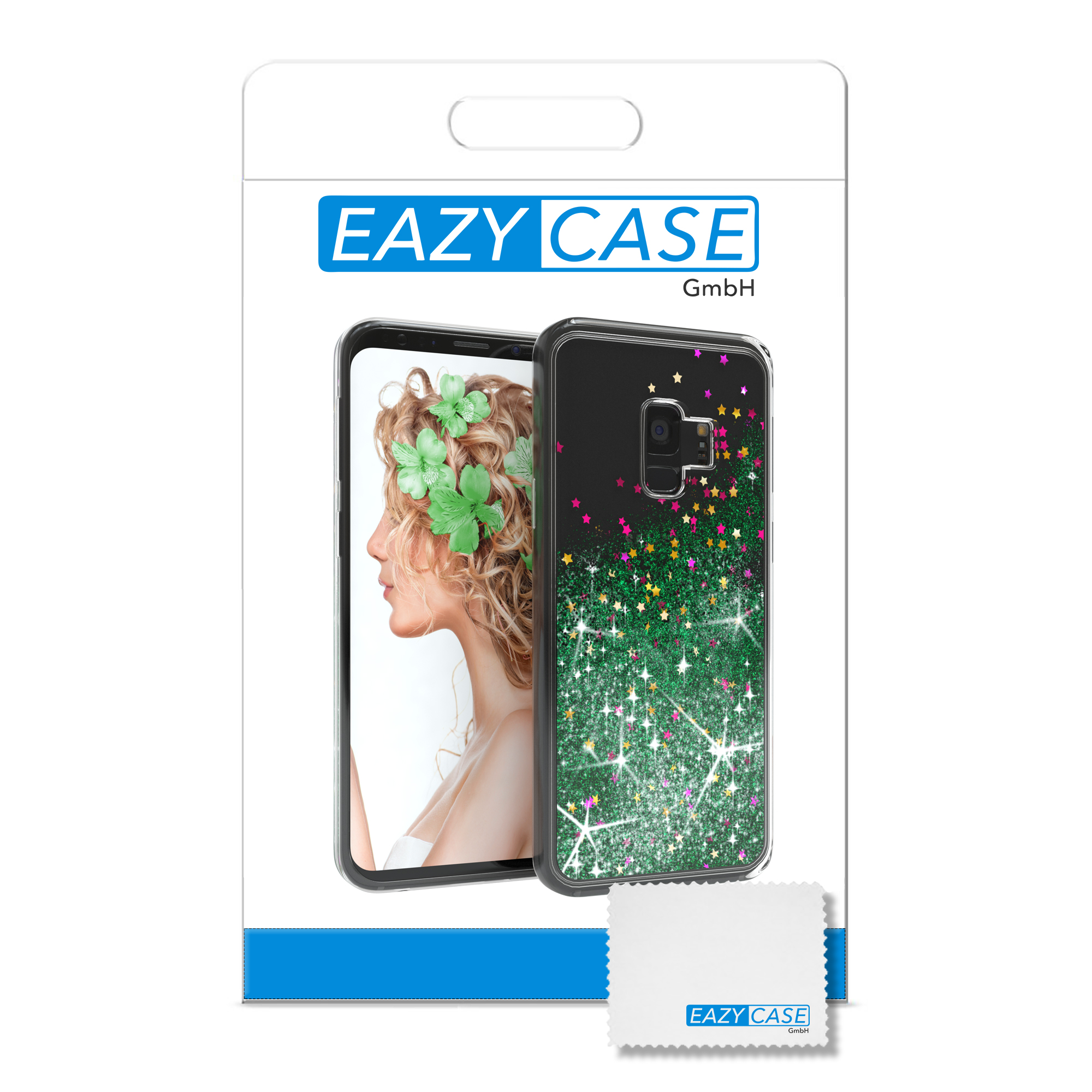 EAZY CASE Glitzerhülle Galaxy Backcover, Samsung, Flüssig, S9, Grün