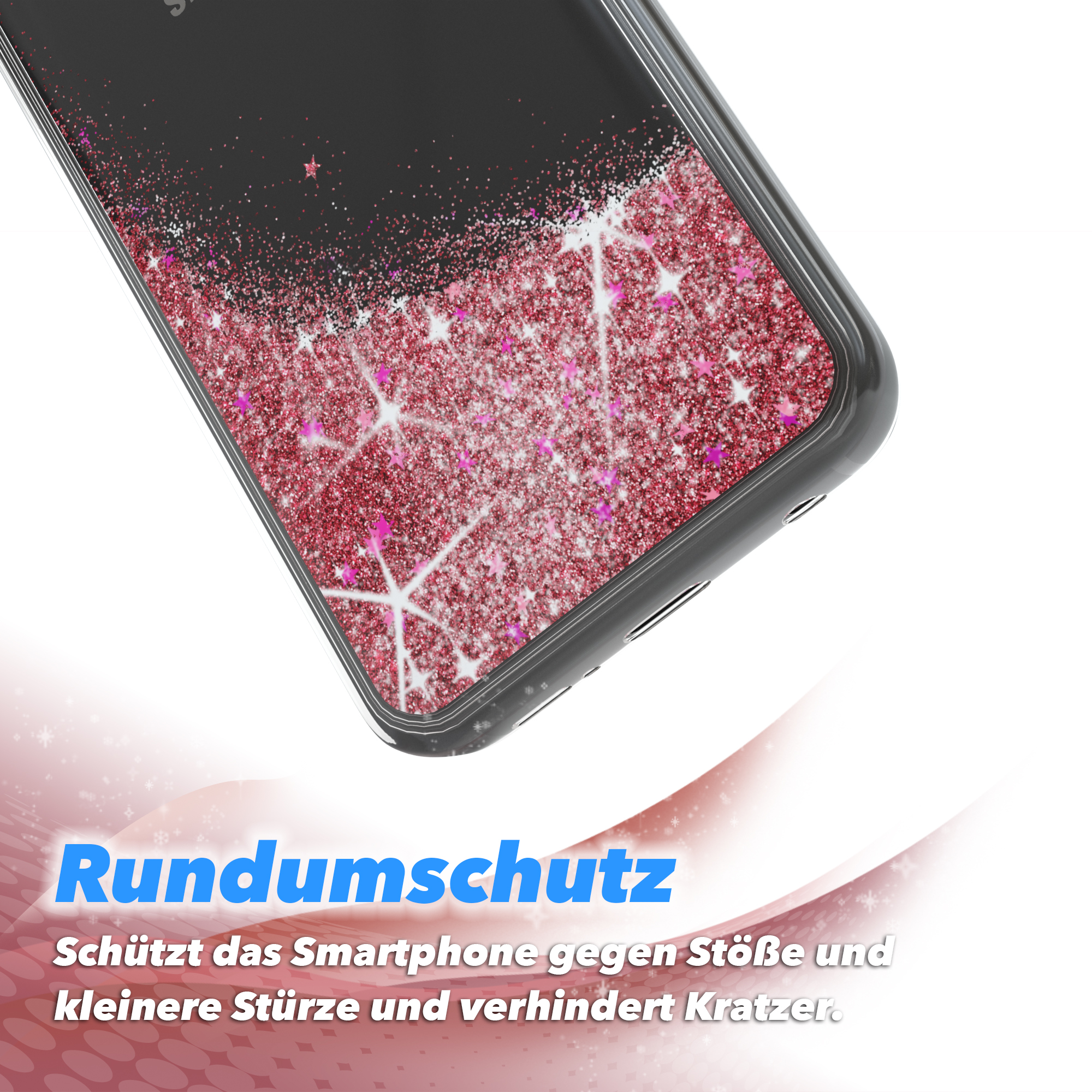 Rosa Galaxy Flüssig, EAZY S9, Backcover, Samsung, Glitzerhülle CASE
