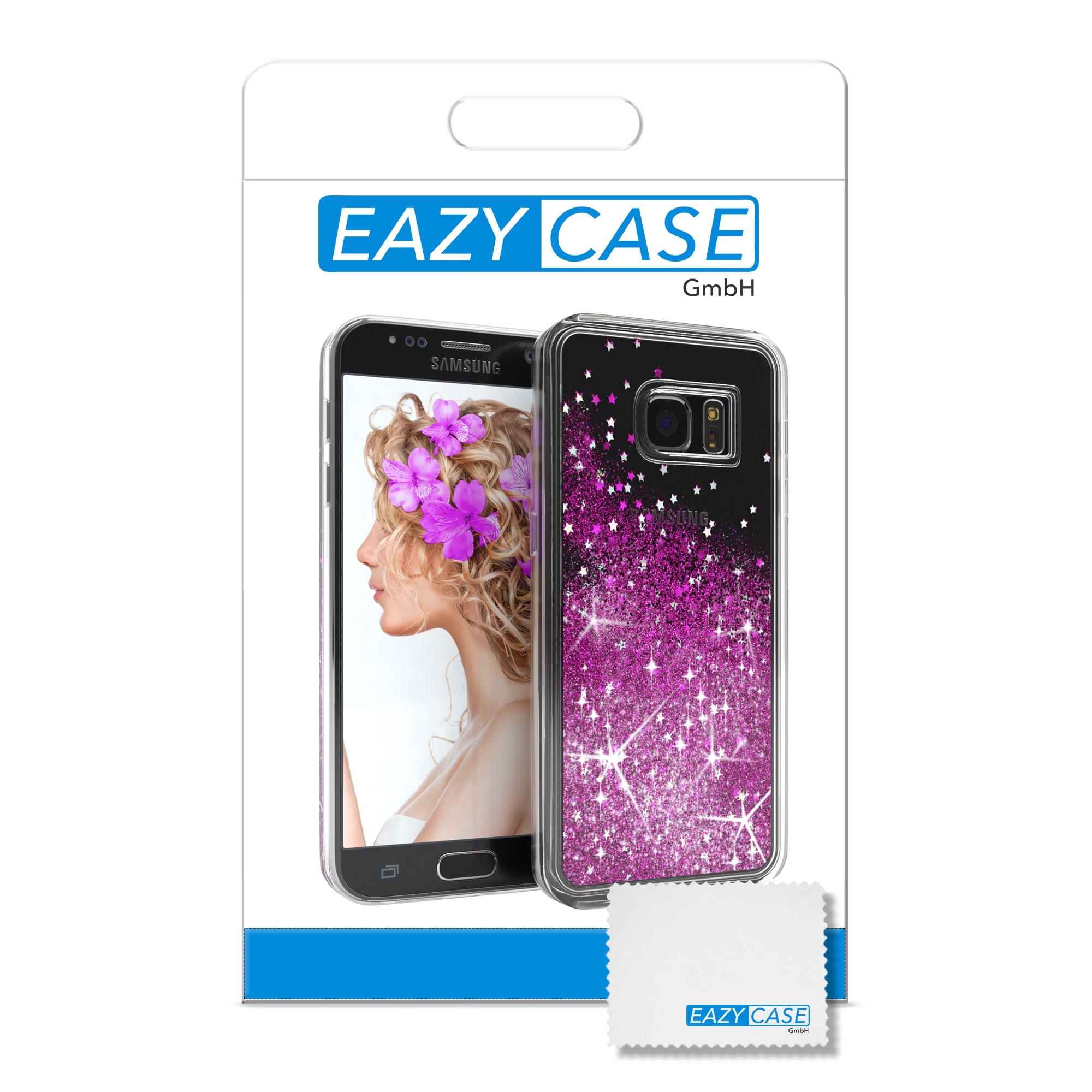 EAZY CASE Glitzerhülle Lila Samsung, Galaxy Backcover, S7, Flüssig,