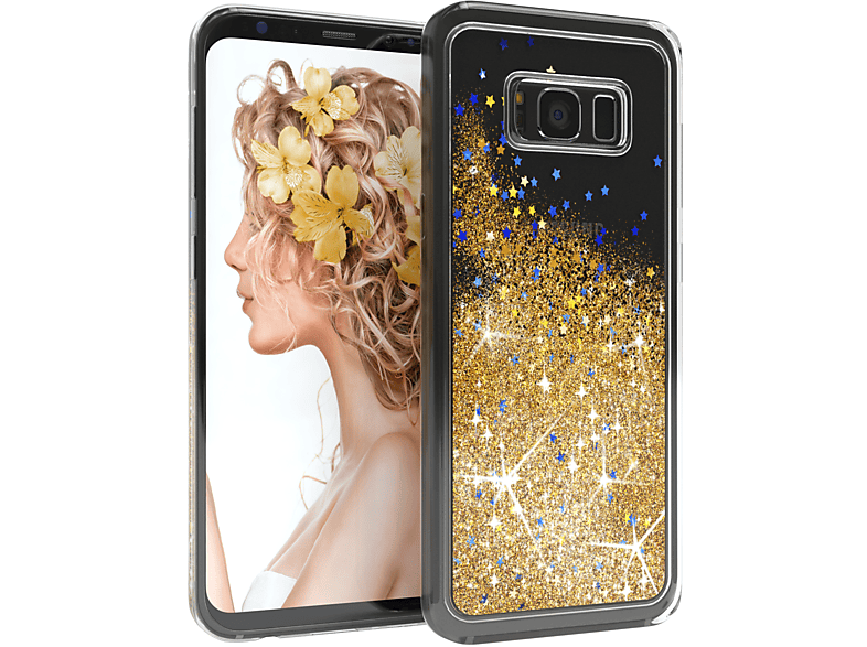 EAZY S8, Galaxy CASE Flüssig, Gold Backcover, Glitzerhülle Samsung,
