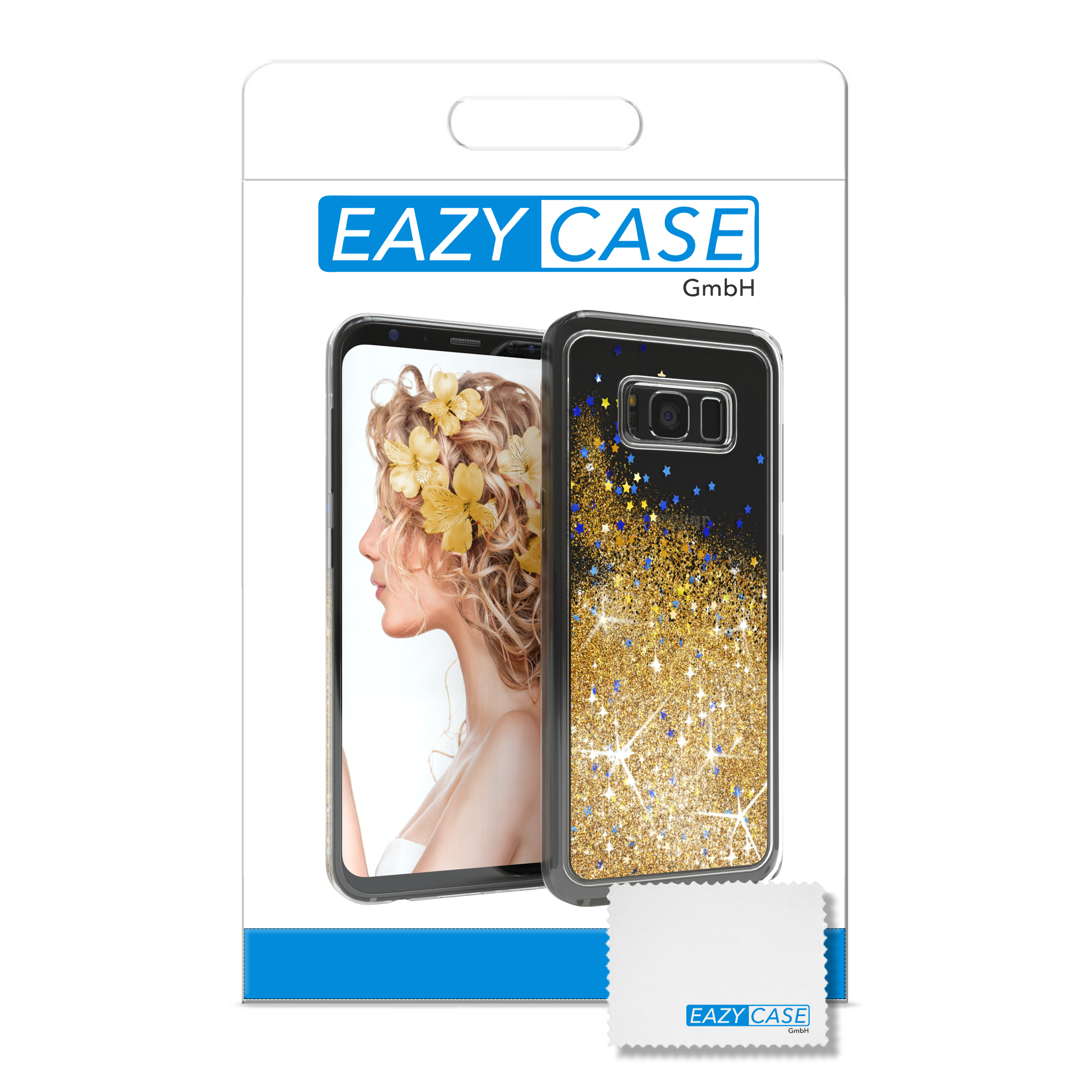 EAZY CASE Glitzerhülle Flüssig, Backcover, Samsung, Gold S8, Galaxy