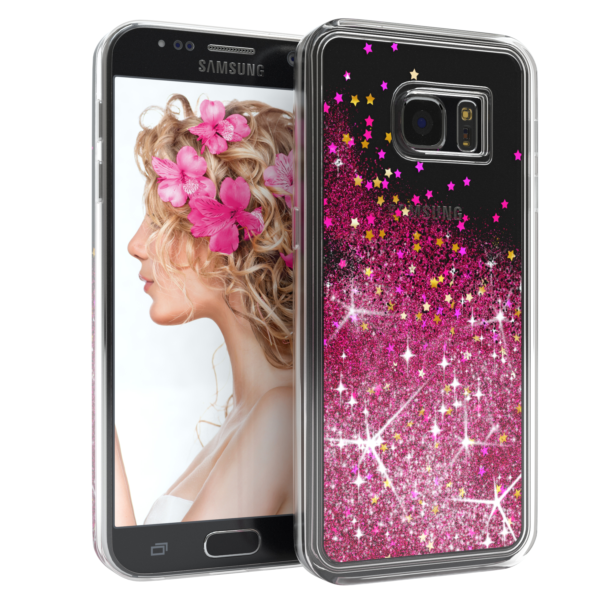 Flüssig, Galaxy Backcover, S7, EAZY CASE Samsung, Glitzerhülle Pink