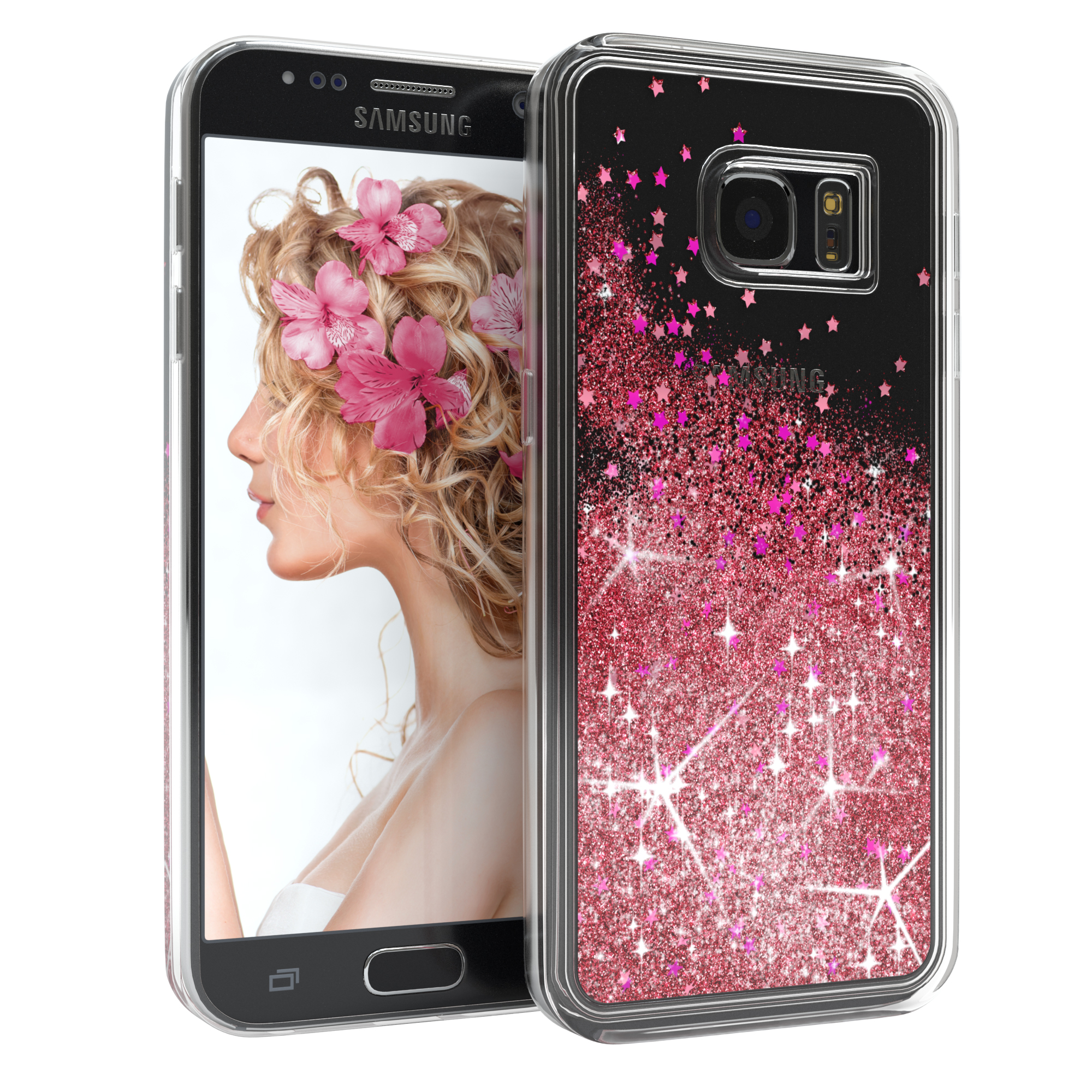 EAZY Samsung, Backcover, S7, CASE Flüssig, Rosa Galaxy Glitzerhülle