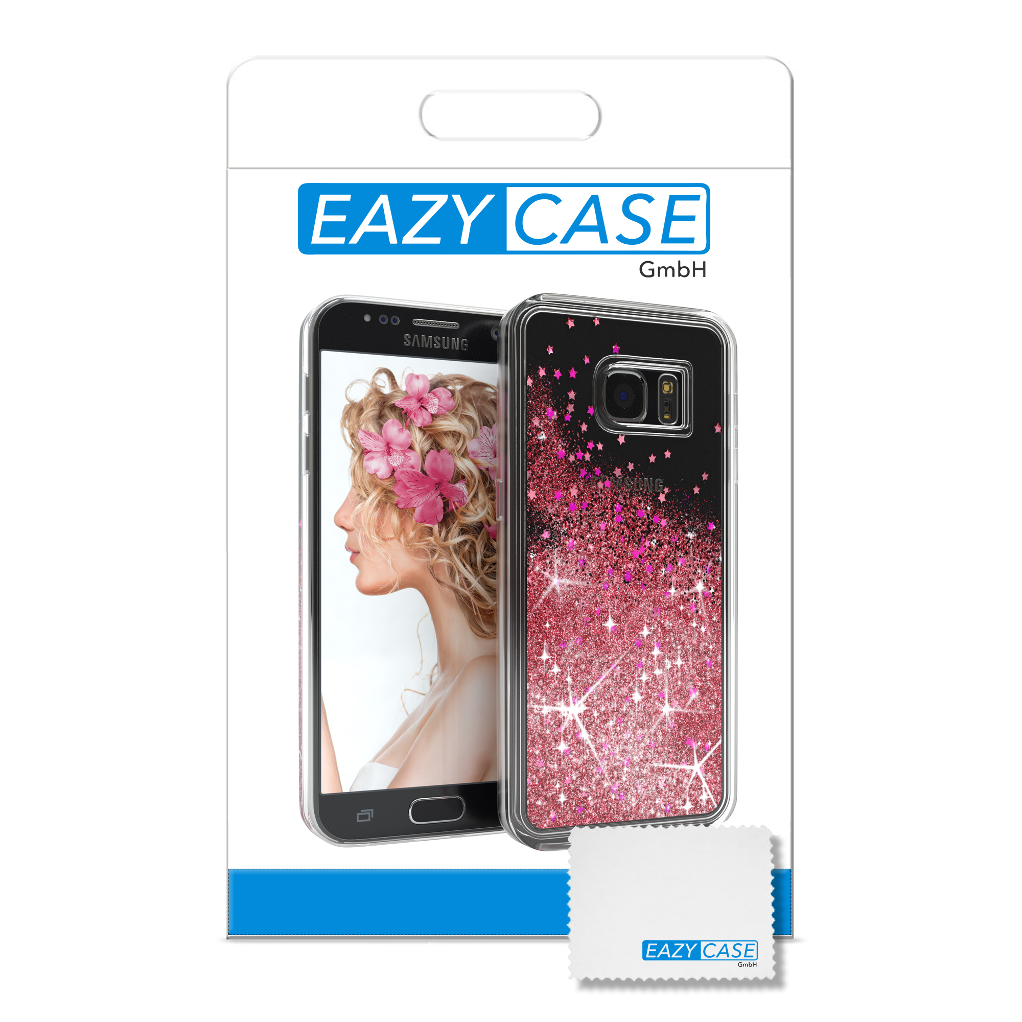 EAZY CASE Glitzerhülle Flüssig, Backcover, S7, Samsung, Galaxy Rosa