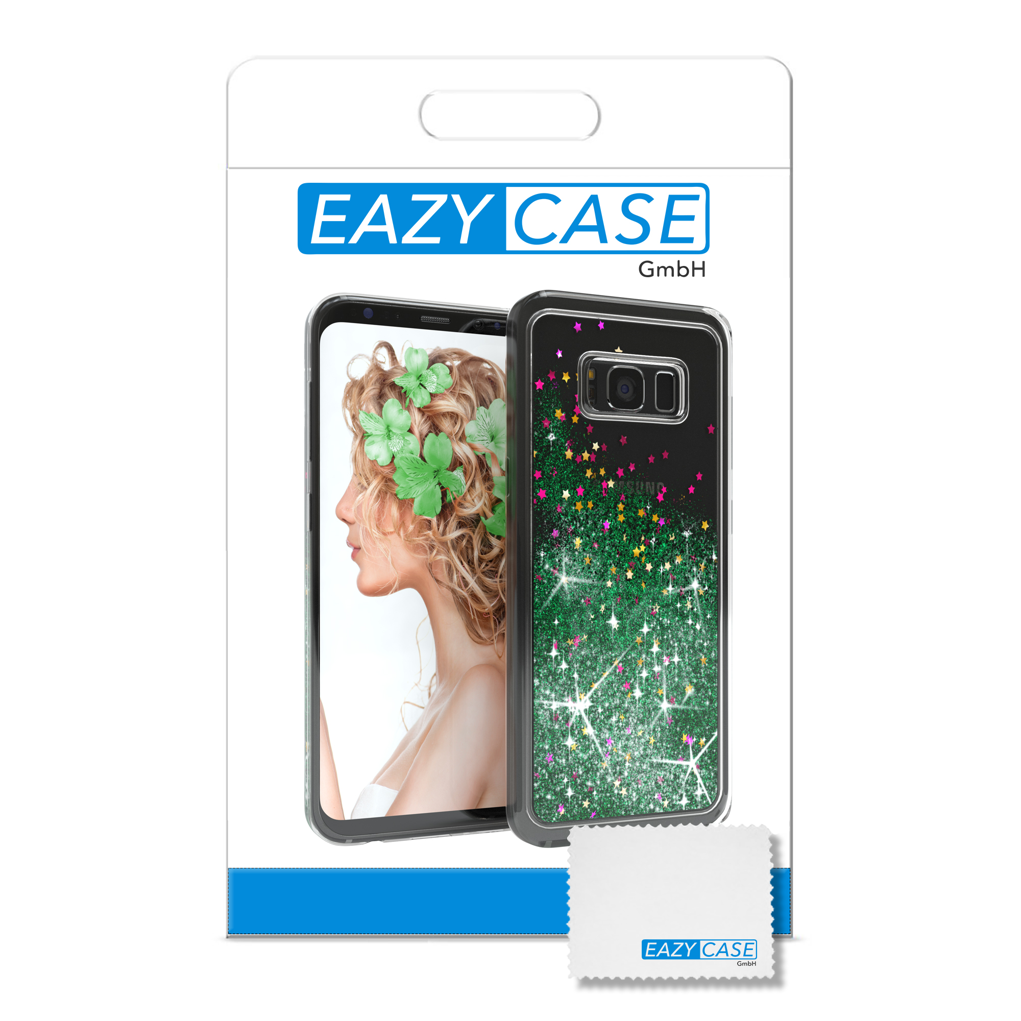 EAZY CASE Galaxy Grün Backcover, Samsung, S8, Glitzerhülle Flüssig,