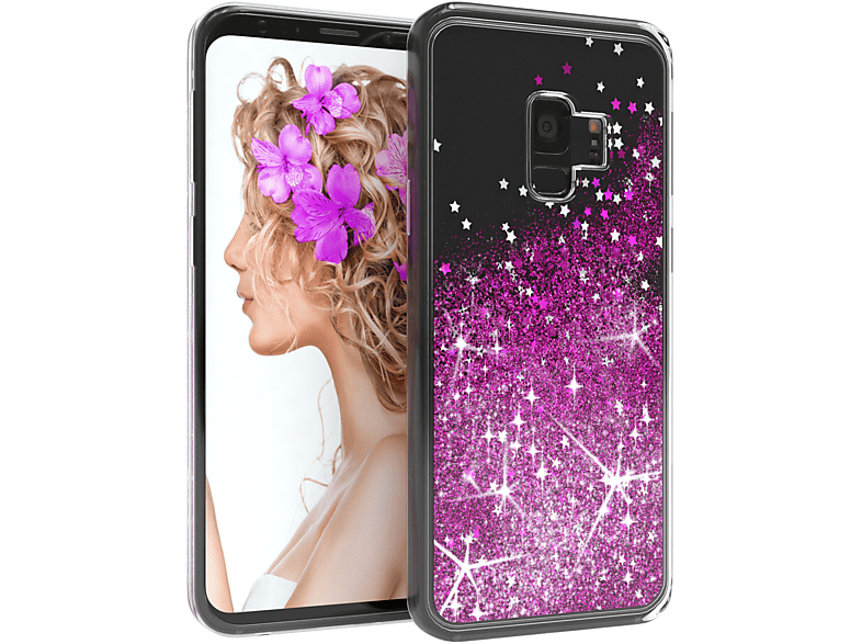 Lila Galaxy EAZY S9, CASE Backcover, Samsung, Glitzerhülle Flüssig,