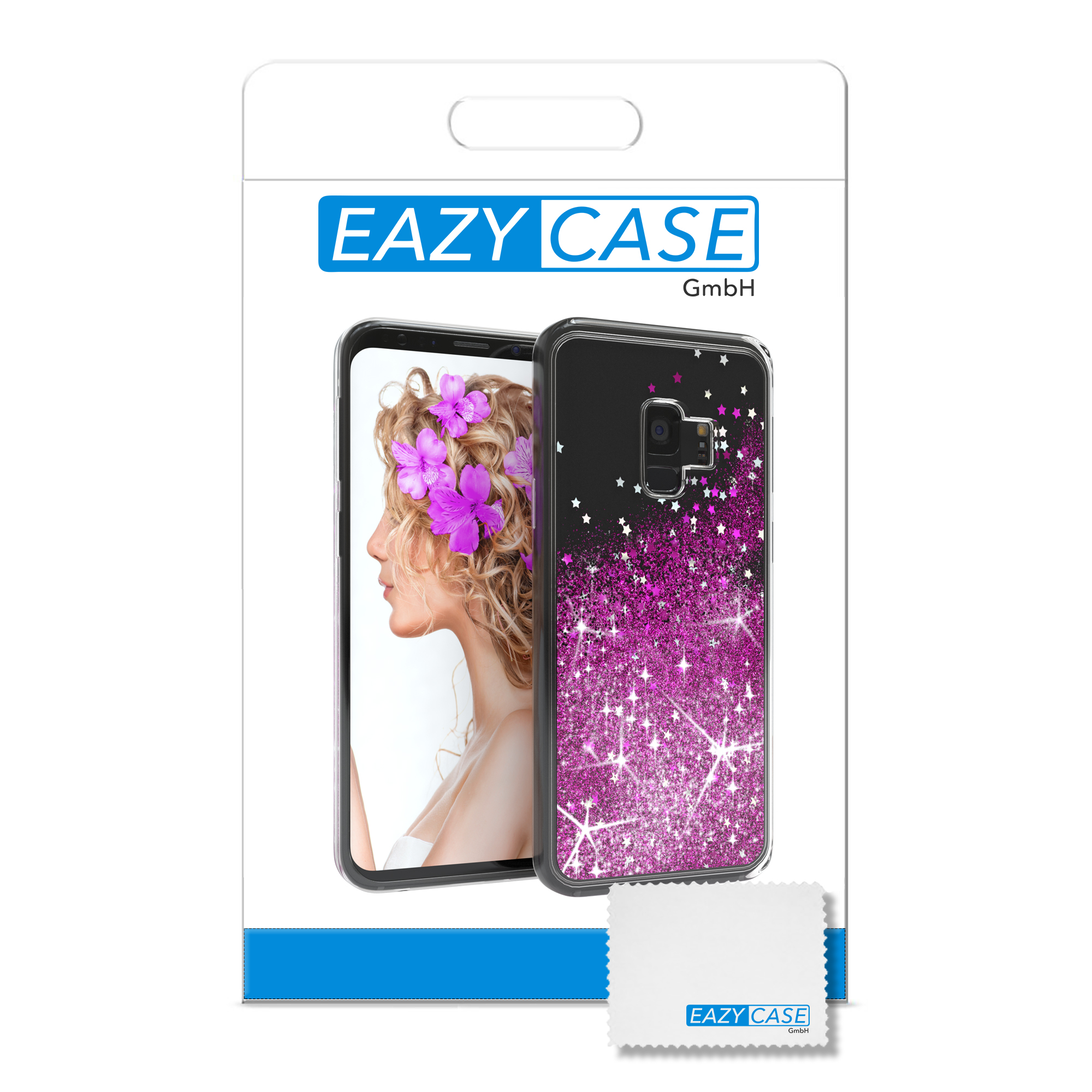 EAZY CASE Glitzerhülle Flüssig, S9, Lila Galaxy Backcover, Samsung