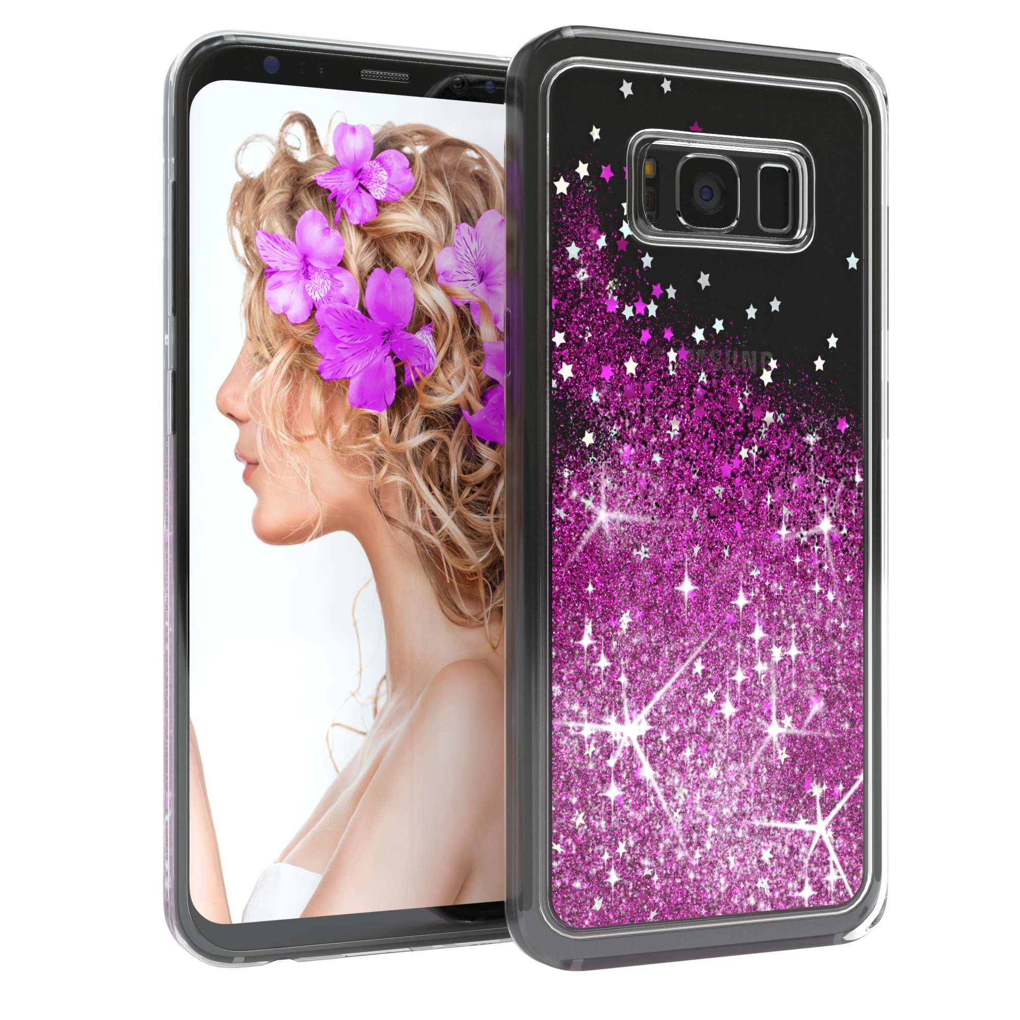 Backcover, Galaxy Lila EAZY Samsung, S8, Glitzerhülle CASE Flüssig,