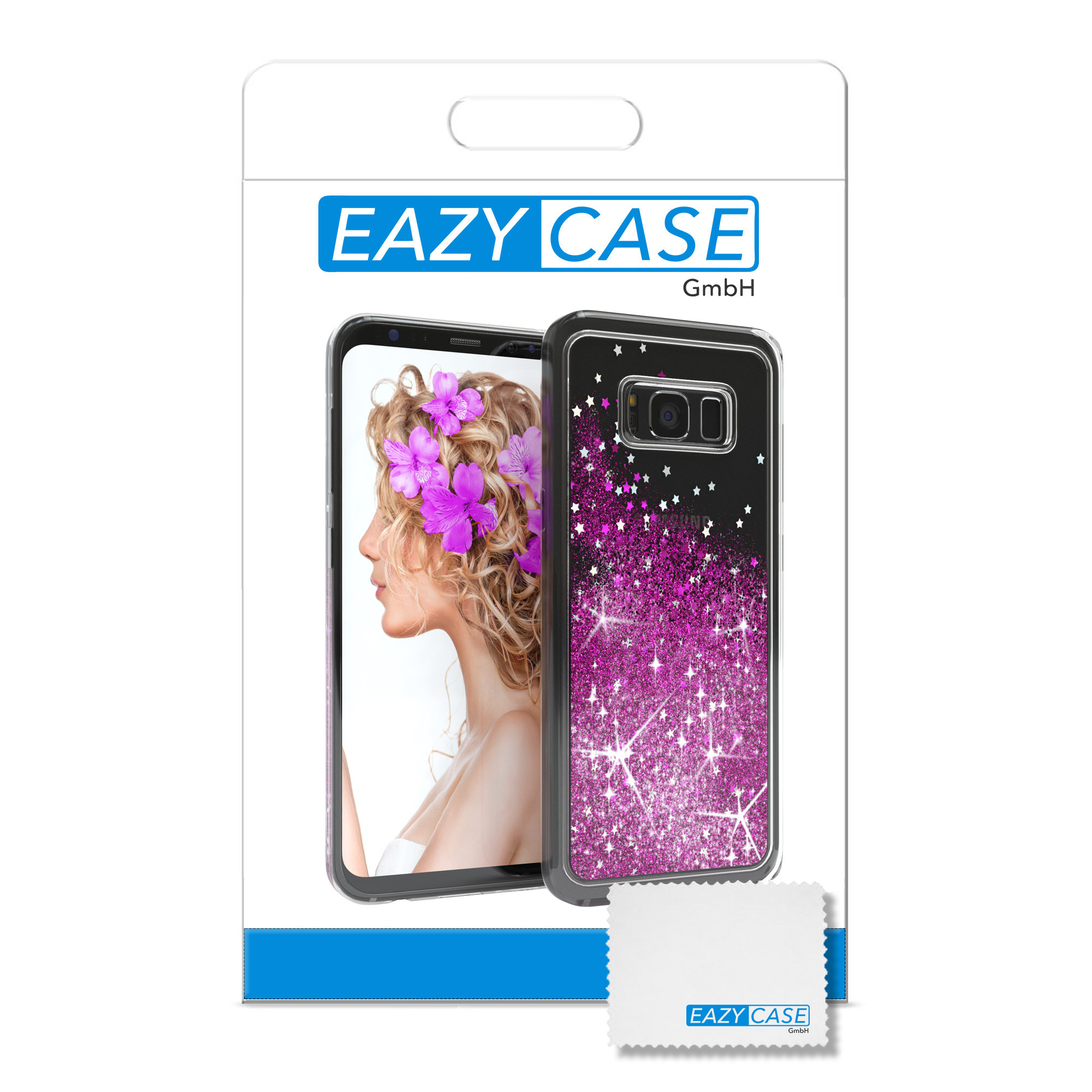 EAZY CASE S8, Samsung, Glitzerhülle Galaxy Flüssig, Lila Backcover