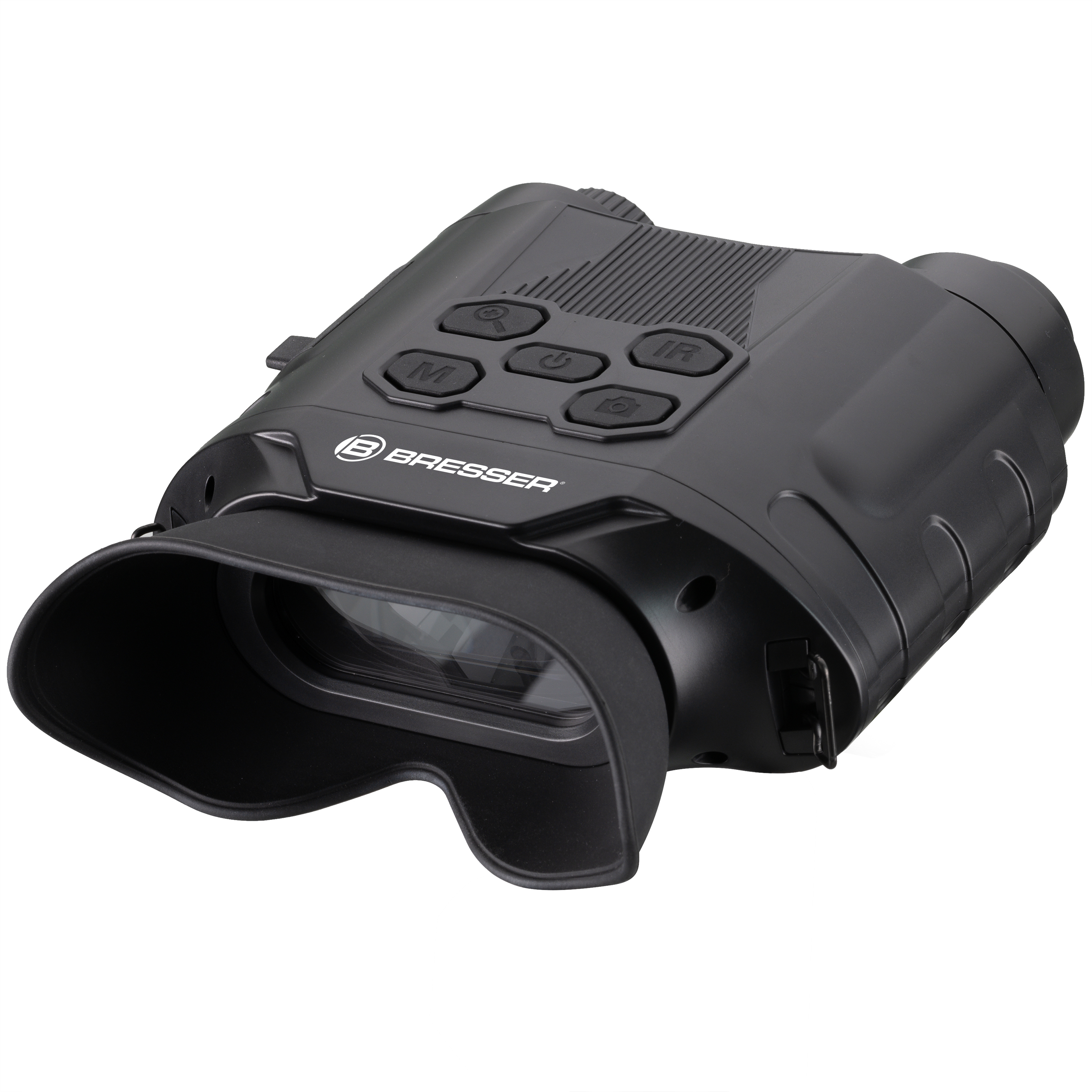 Un dispositivo de visión nocturna negro con botones y una copa ocular.