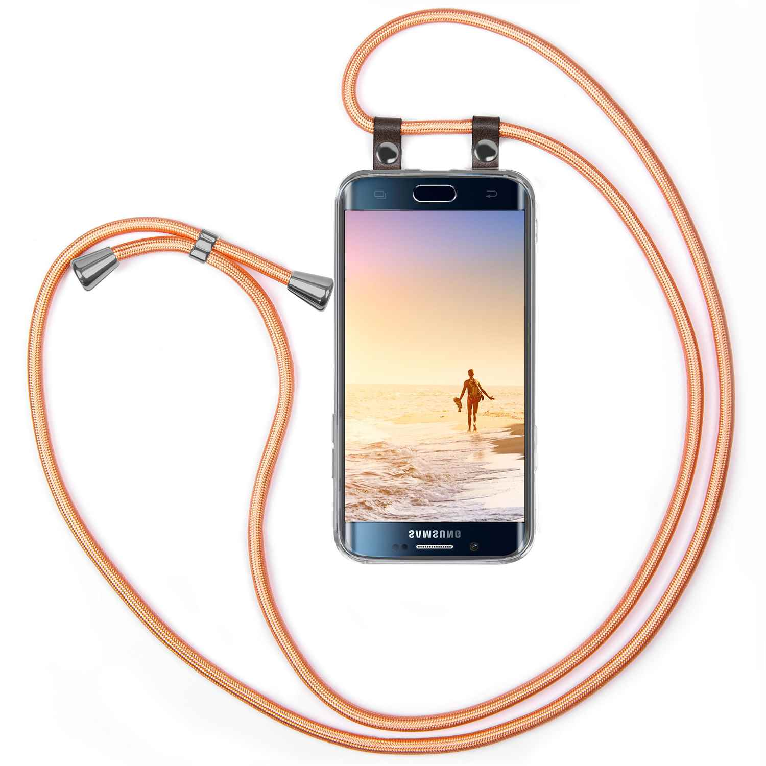 Edge, Coral Shiny Galaxy S6 Handykette, Backcover, MOEX Samsung,