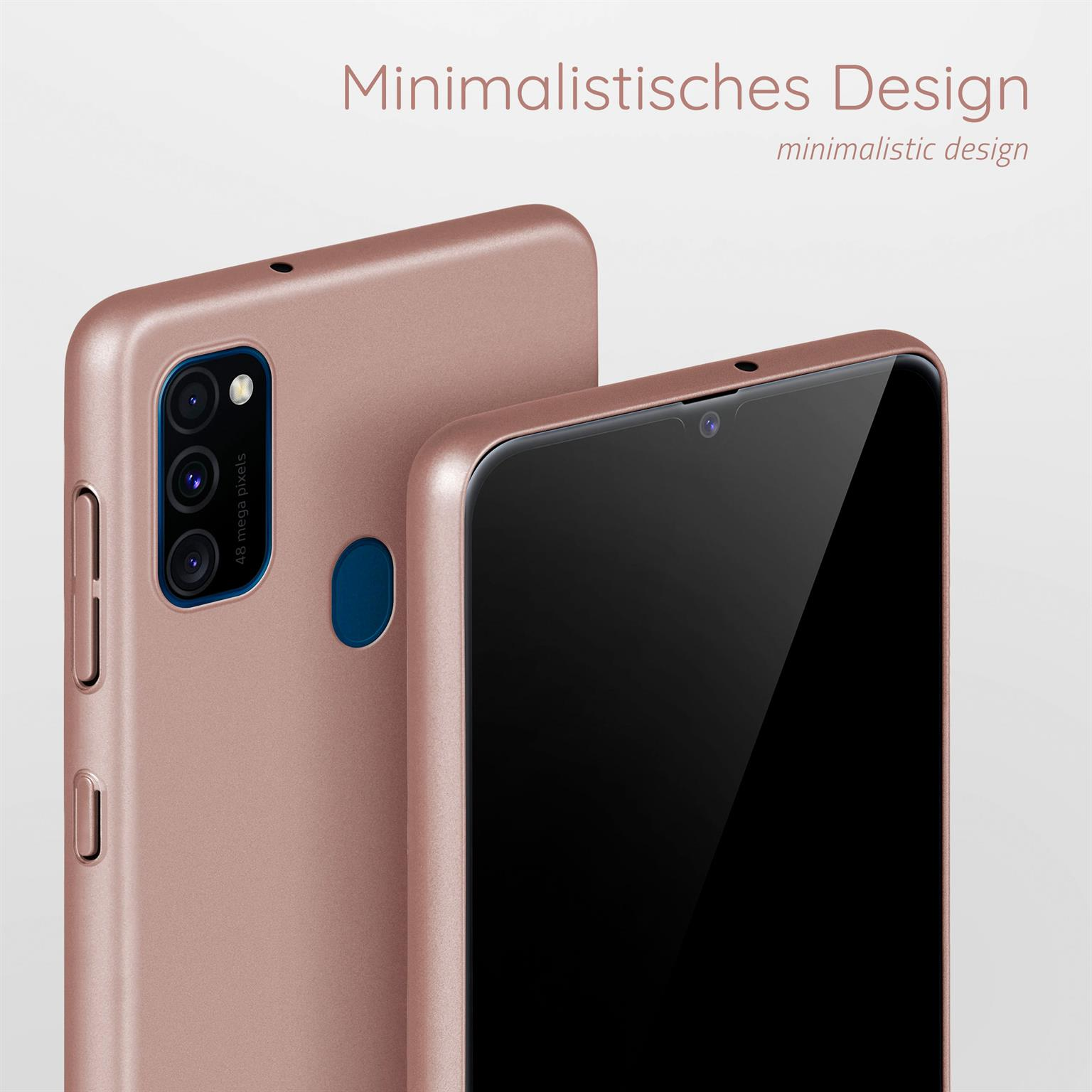 Zwei rosafarbene Handyhüllen. Eine ist im Fokus, die andere unscharf im Hintergrund.