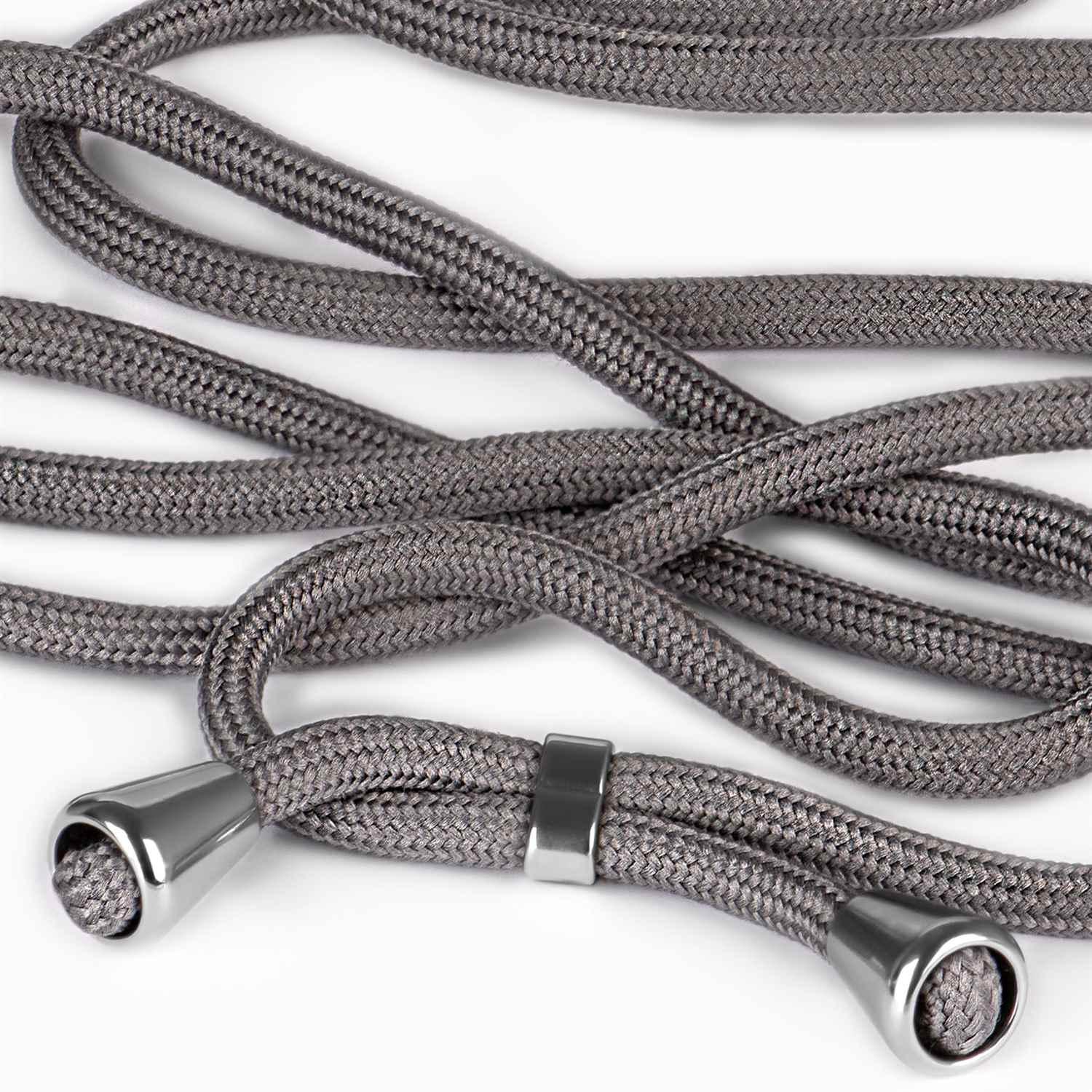Graues, geflochtenes Handy-Lanyard.