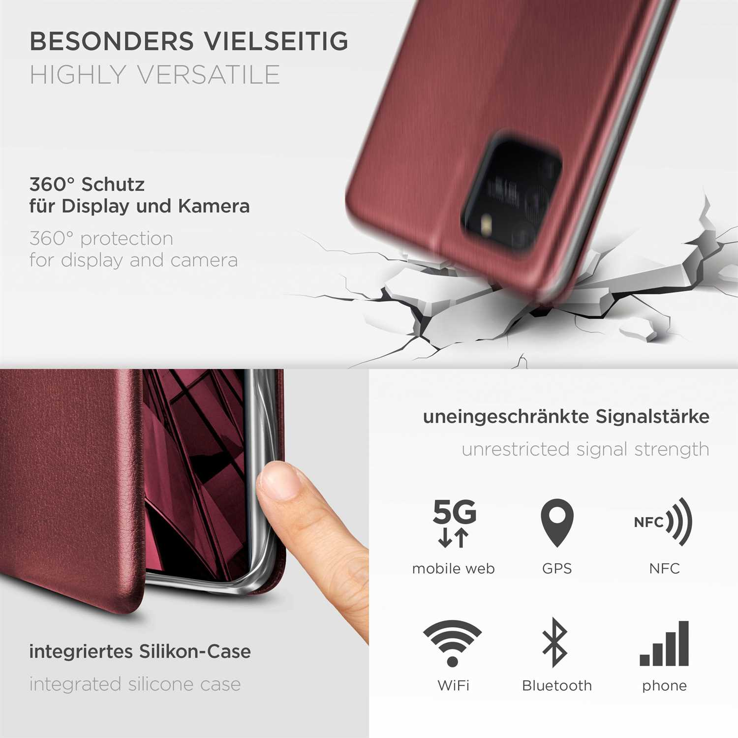 ONEFLOW Business Case, Flip Cover, Lite, Galaxy Burgund - Red S10 Samsung