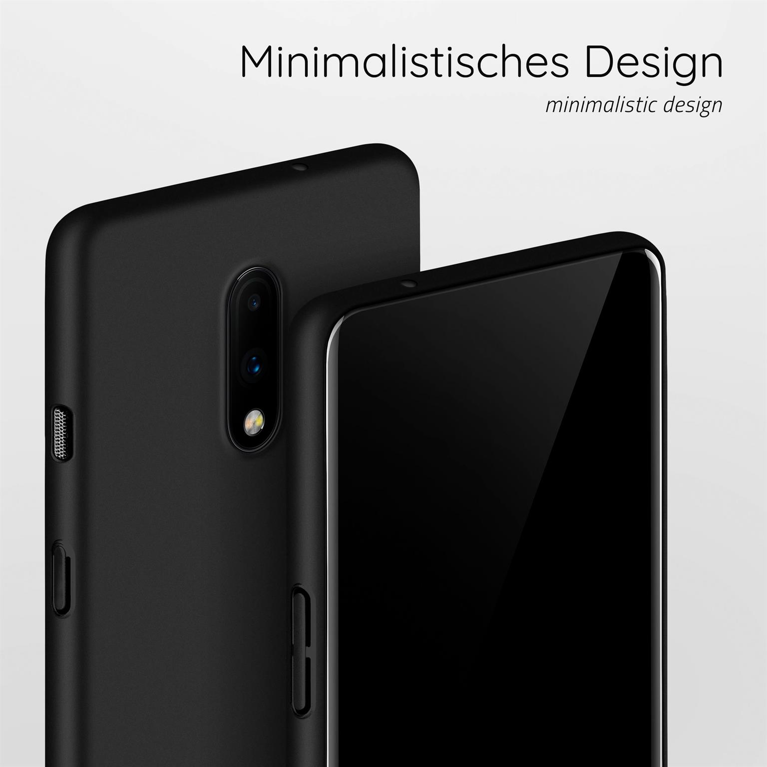 Schwarze Handyhülle mit Telefon, Kamera und Bildschirm sichtbar.