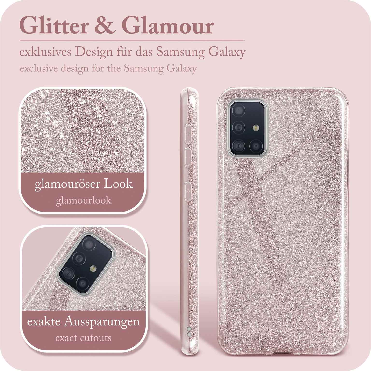 - Case, Backcover, ONEFLOW Galaxy Glitter Rosé Samsung, Gloss A71,