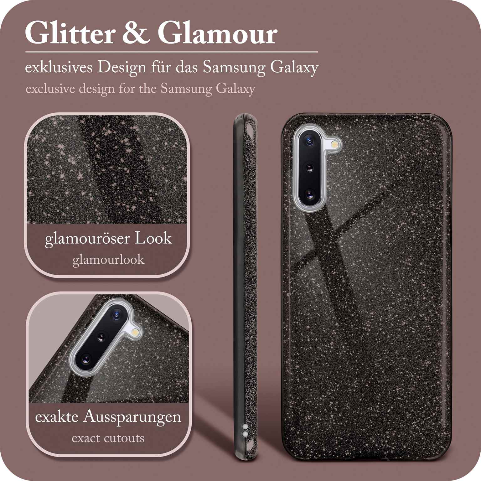 ONEFLOW Glitter Case, Backcover, Samsung, Note Galaxy Black - Glamour 10