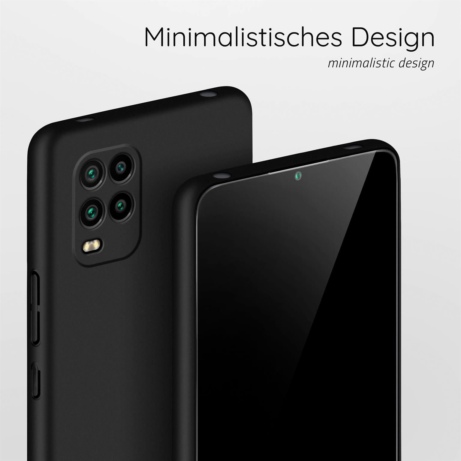 Schwarze Handyhülle mit minimalistischem Design, mit einer zweiten Hülle.
