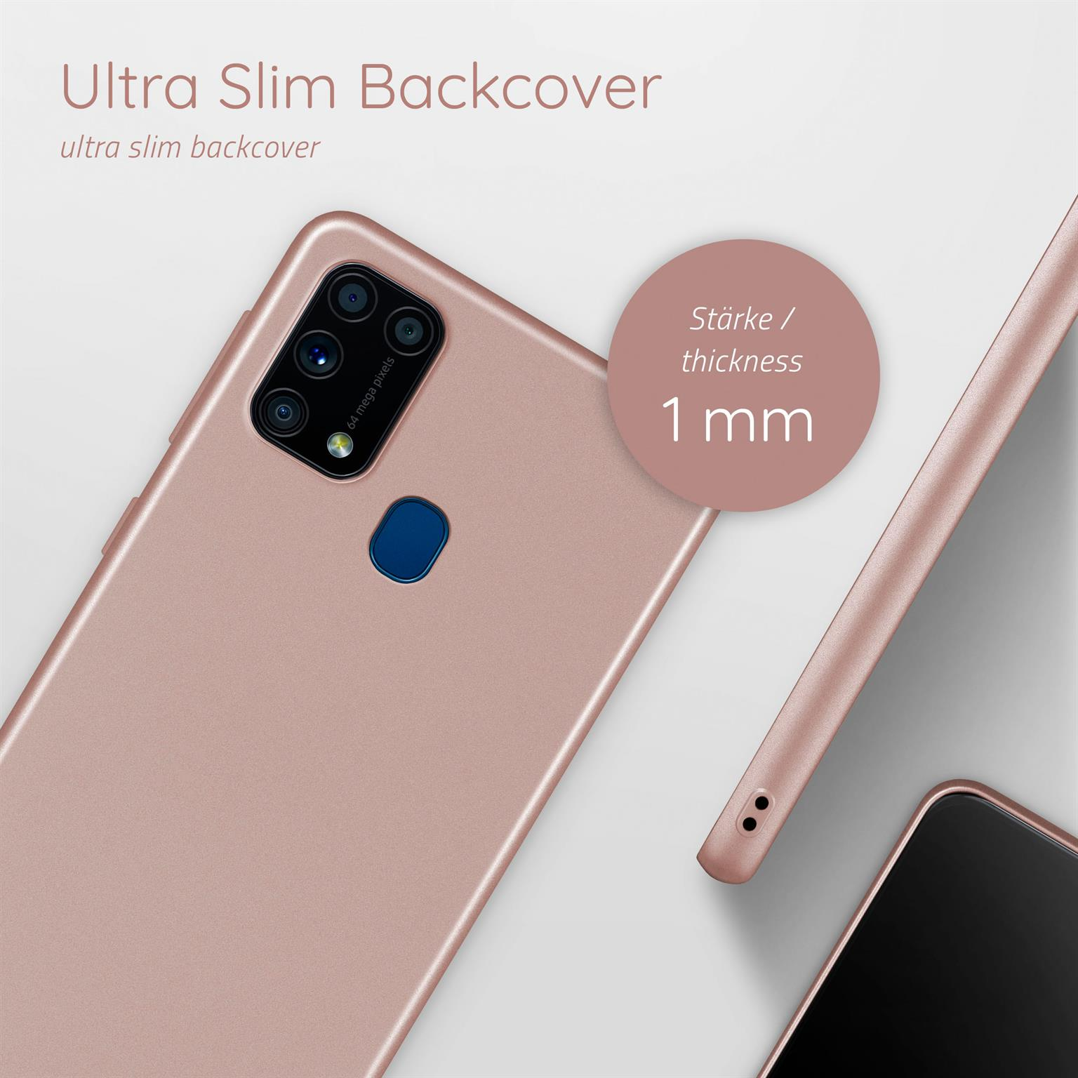 Roségoldene Handy-Rückseite mit 1 mm Dicke und ein Handykameramodul.