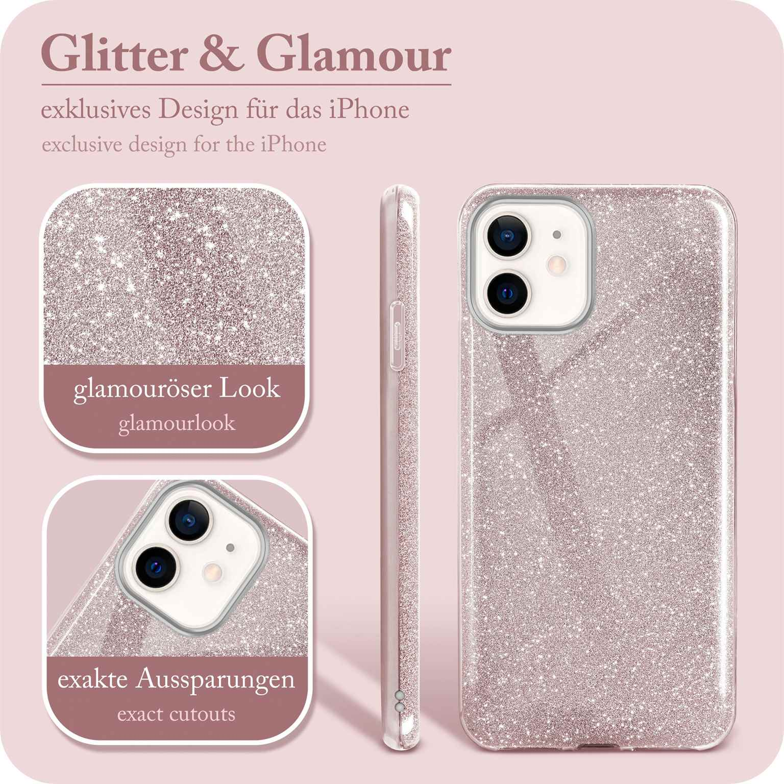 Rosé iPhone Glitter Case, 12, ONEFLOW - Apple, Backcover, Gloss