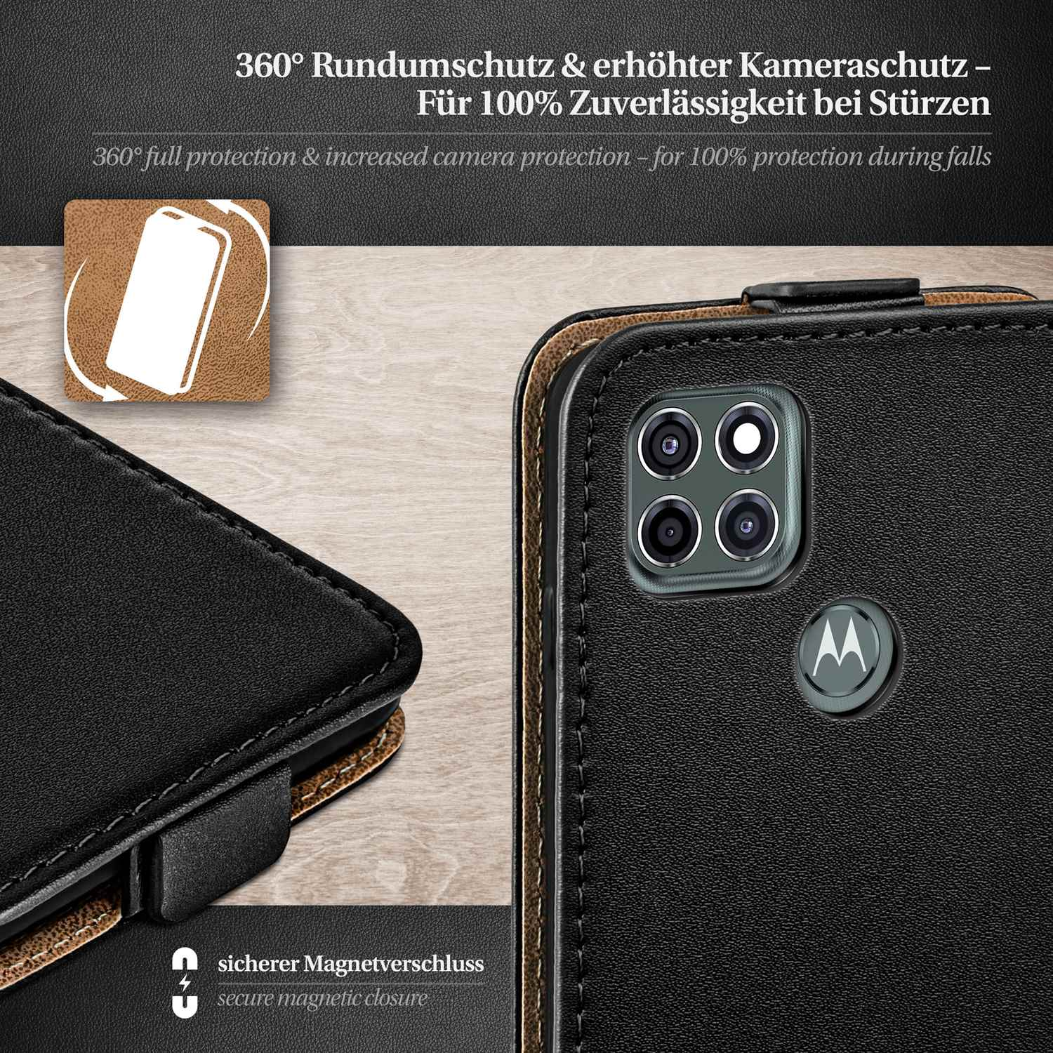 Flip Flip Deep-Black Cover, Motorola, MOEX Case, Moto G9 Power,