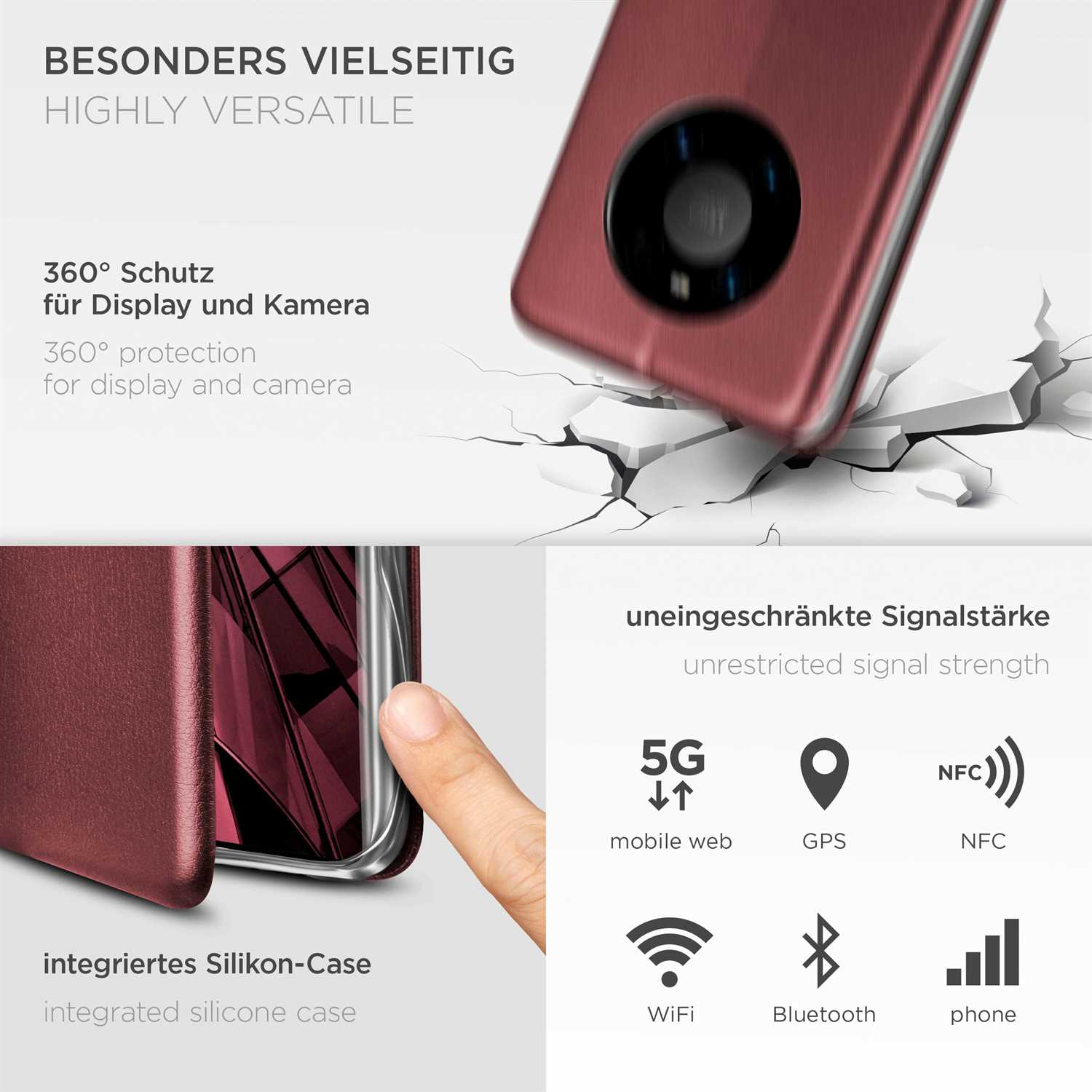 ONEFLOW Business Case, Flip Cover, Mate Pro, 40 - Burgund Red Huawei