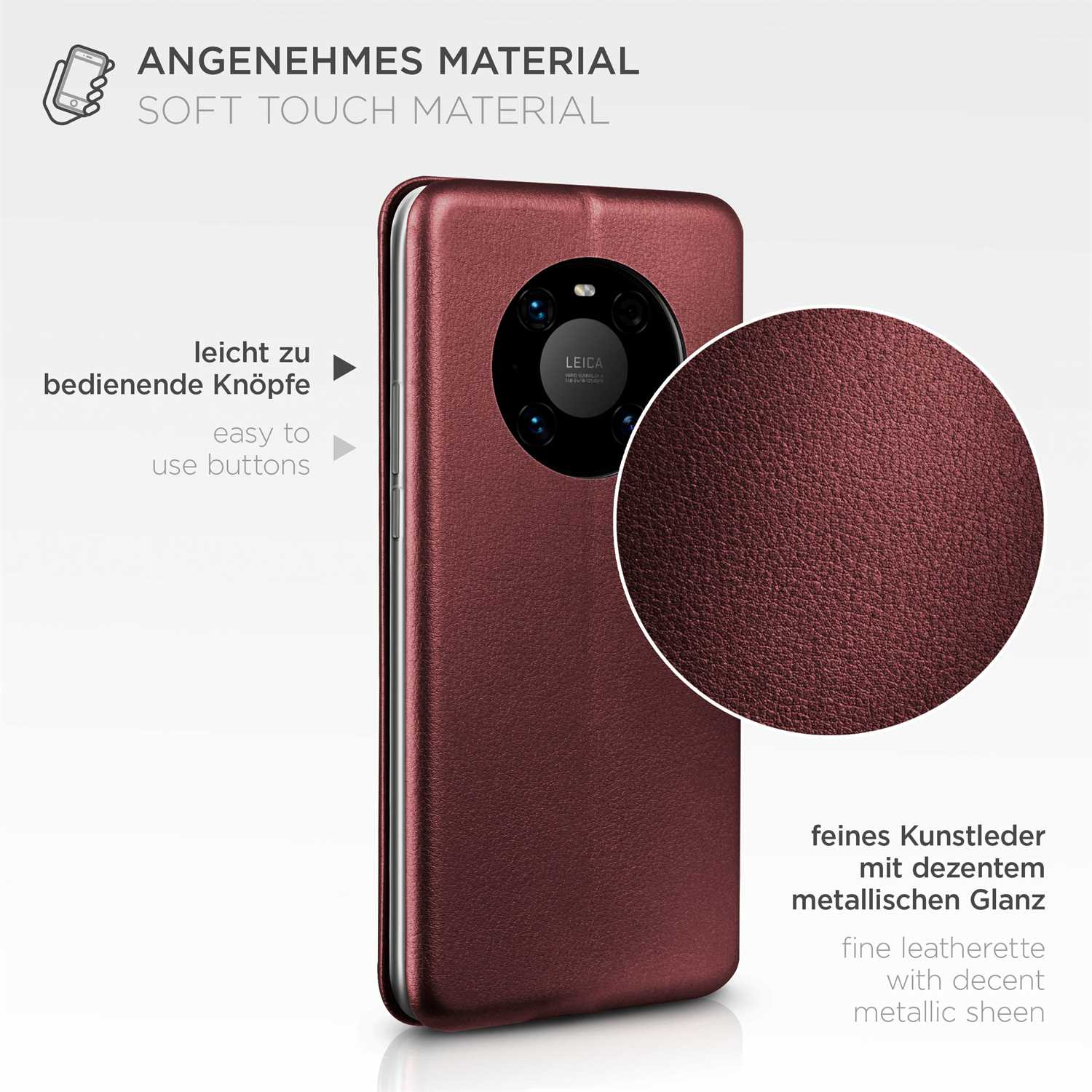 Business Huawei, Burgund Case, Red Flip Cover, 40 Pro, Mate - ONEFLOW