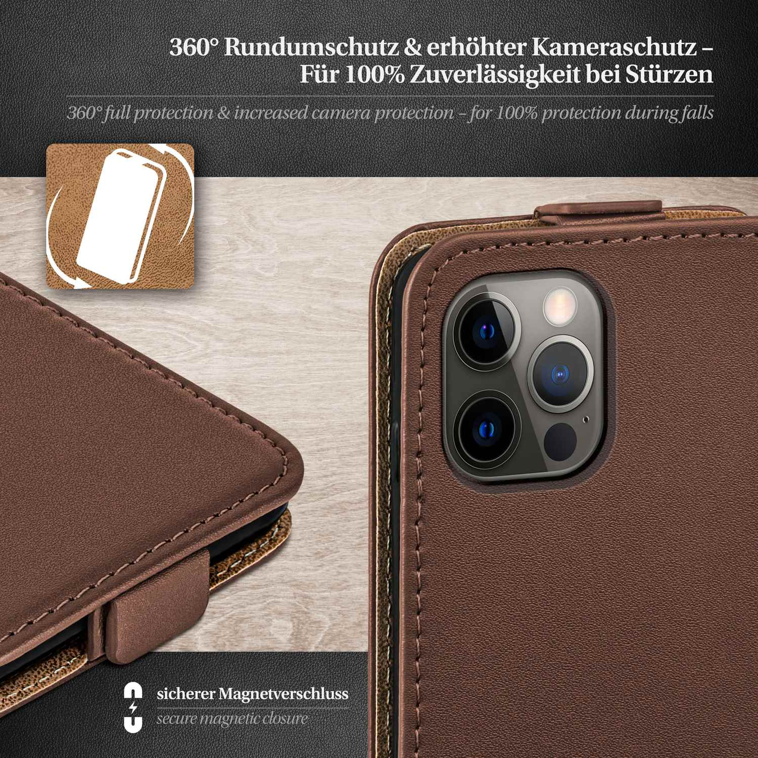 MOEX Cover, Flip iPhone Oxide-Brown Case, Max, Flip Apple, Pro 12