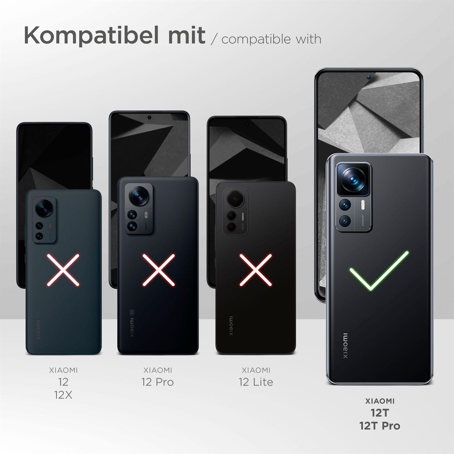 Telefon-Kompatibilitätstabelle mit Xiaomi-Telefonen. Grüner Haken für Xiaomi 12T Pro.