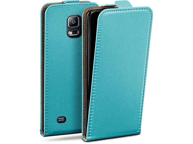 Cover, Galaxy Case, Samsung, MOEX Aqua-Cyan S5, Flip Flip