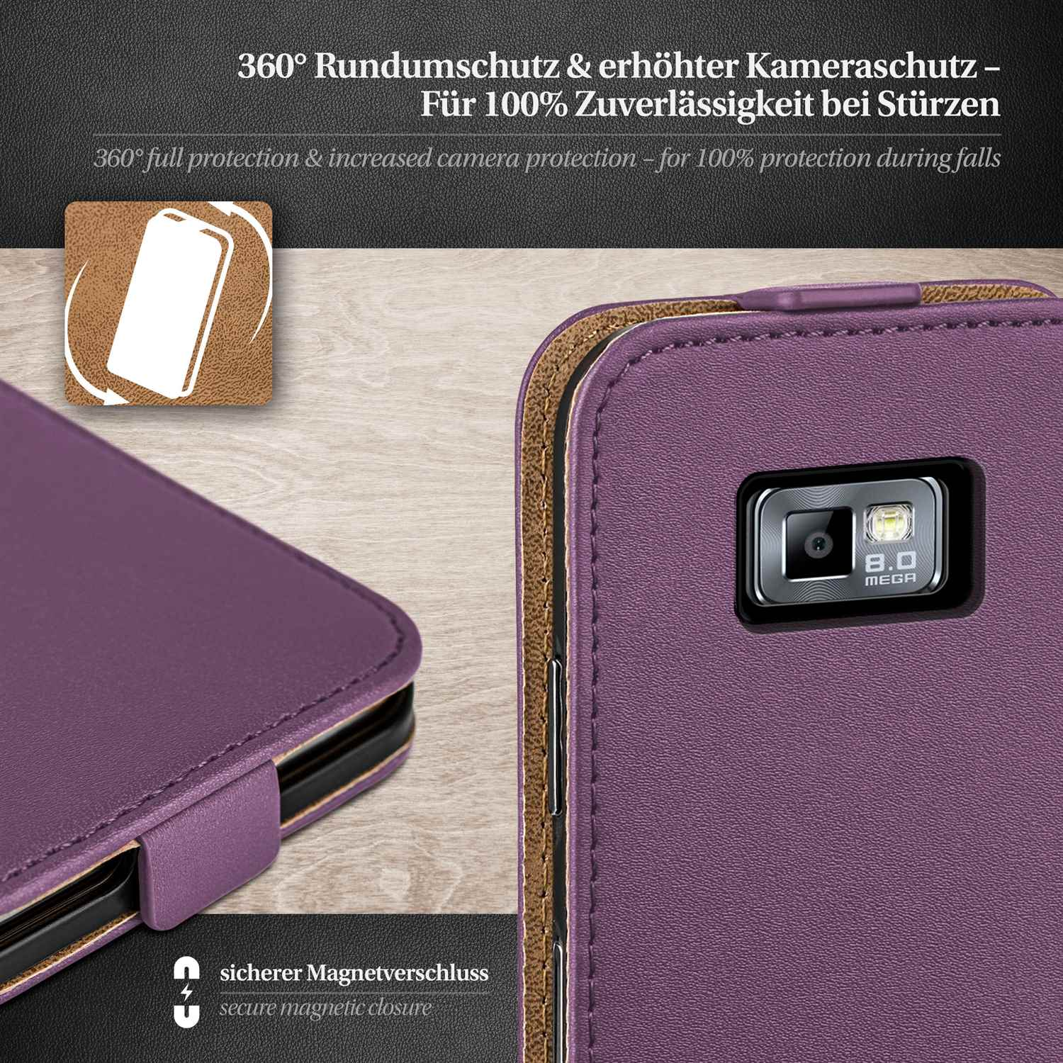 MOEX Flip Case, Flip Cover, Indigo-Violet Galaxy Plus, S2 Samsung