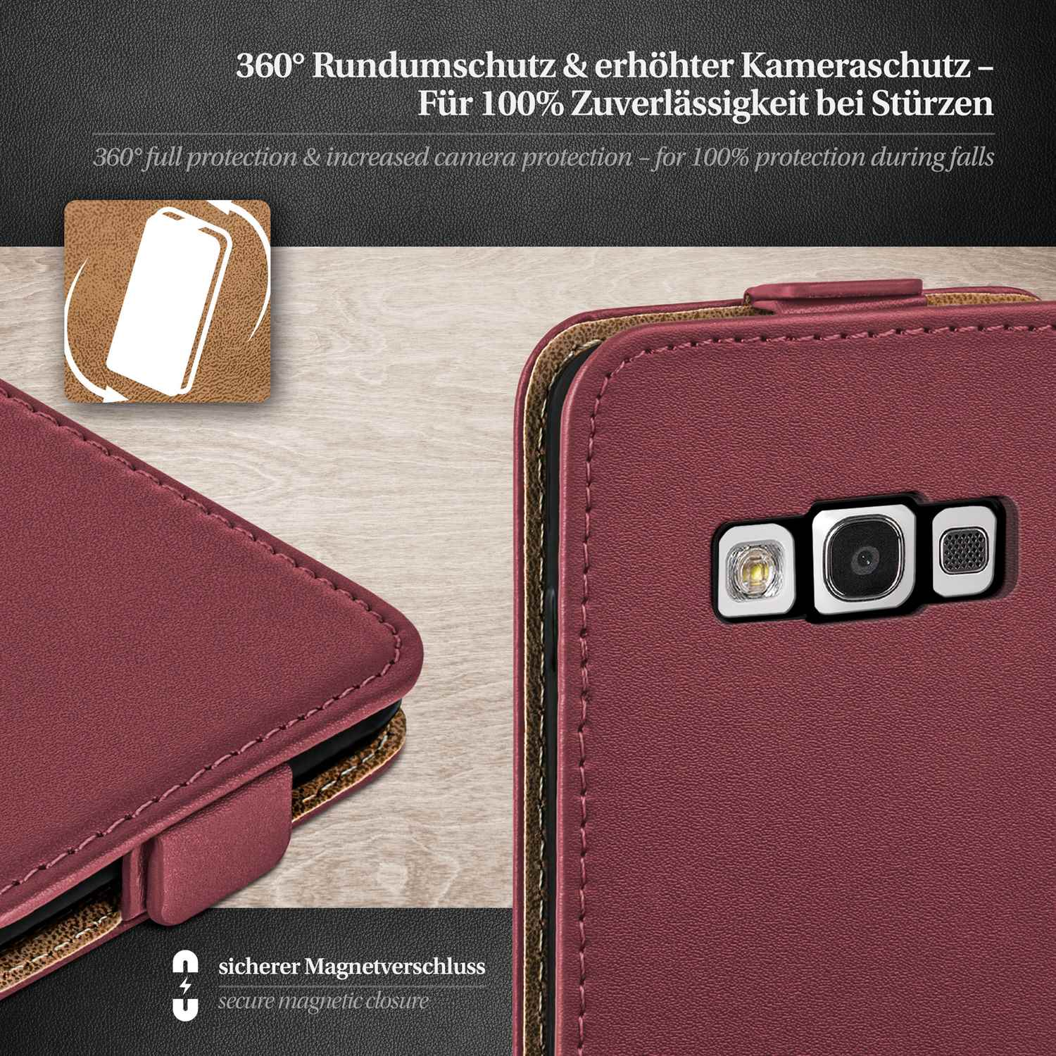 Flip Maroon-Red Cover, Flip Case, Samsung, MOEX Galaxy S3,
