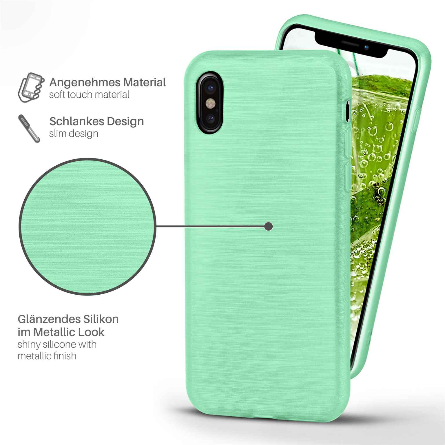 MOEX Brushed Case, Backcover, X, Mint-Green Apple, iPhone