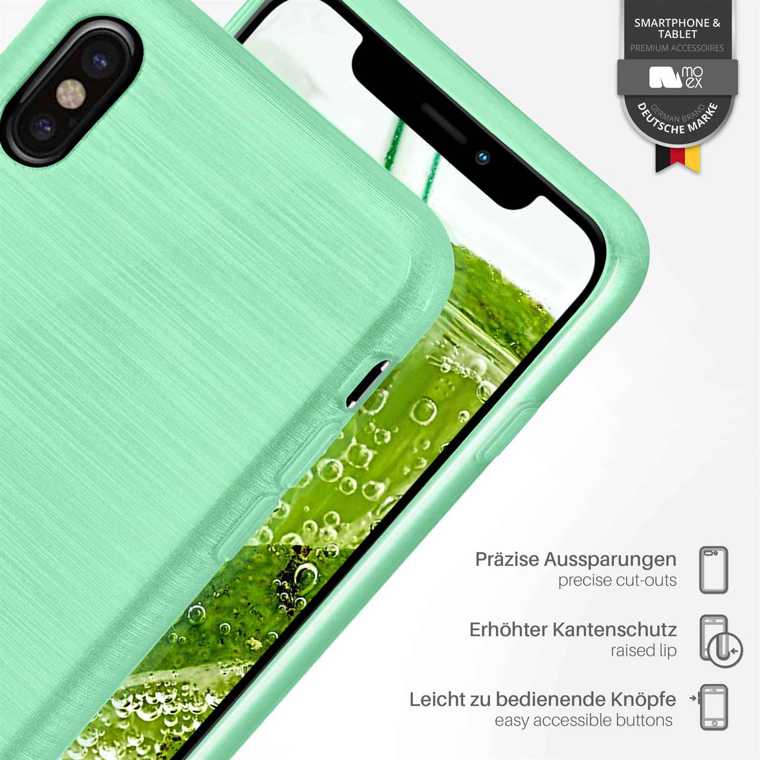 Brushed Case, Apple, Backcover, MOEX iPhone Mint-Green X,
