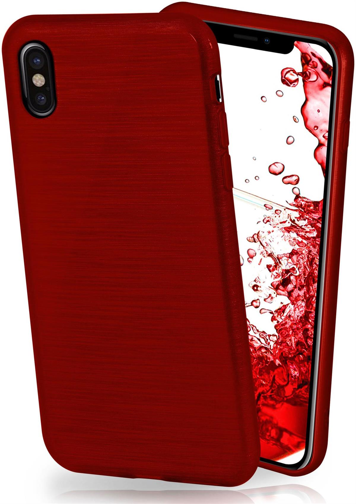 Case, Backcover, XS, iPhone Brushed MOEX Crimson-Red Apple,