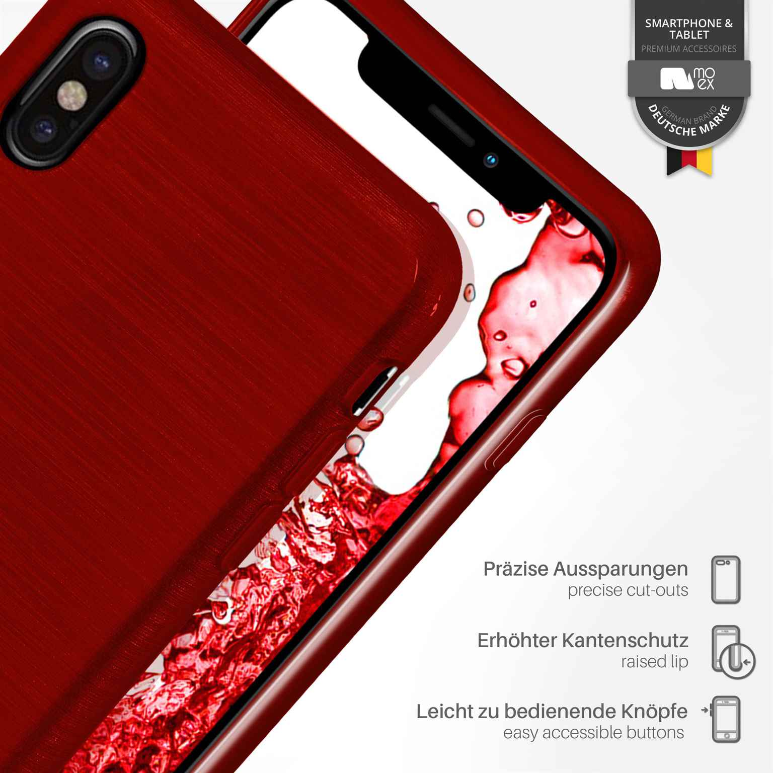 Case, Backcover, XS, iPhone Brushed MOEX Crimson-Red Apple,