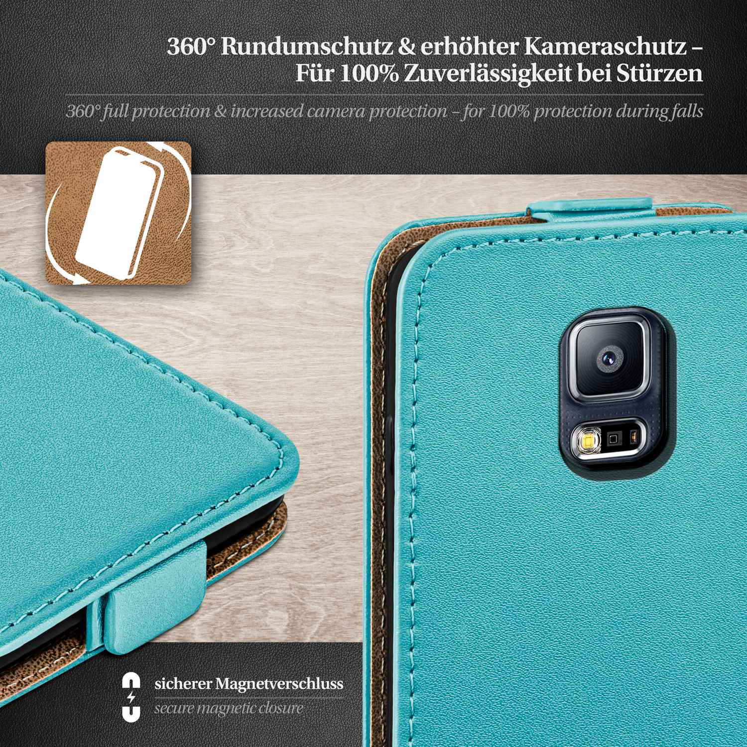 MOEX Flip Case, Cover, Neo, Samsung, Aqua-Cyan S5 Flip Galaxy