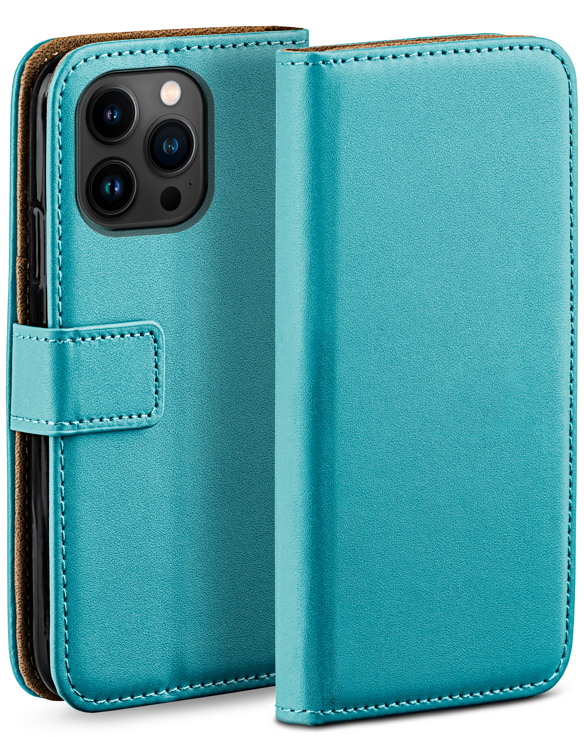 MOEX Book Case, Bookcover, Aqua-Cyan 14 Pro Max, iPhone Apple