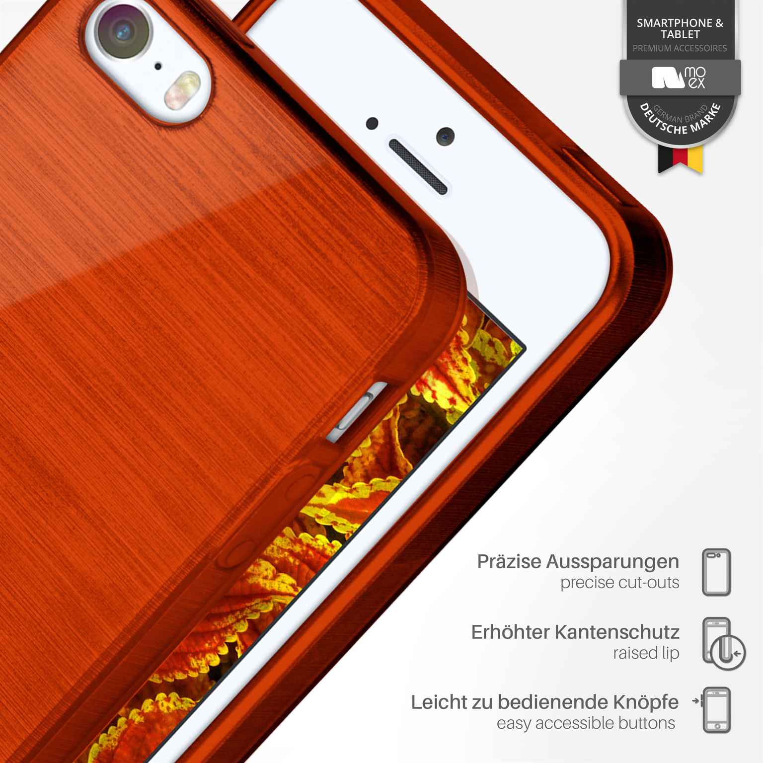 Indian-Red Brushed Apple, 5, Backcover, MOEX iPhone Case,
