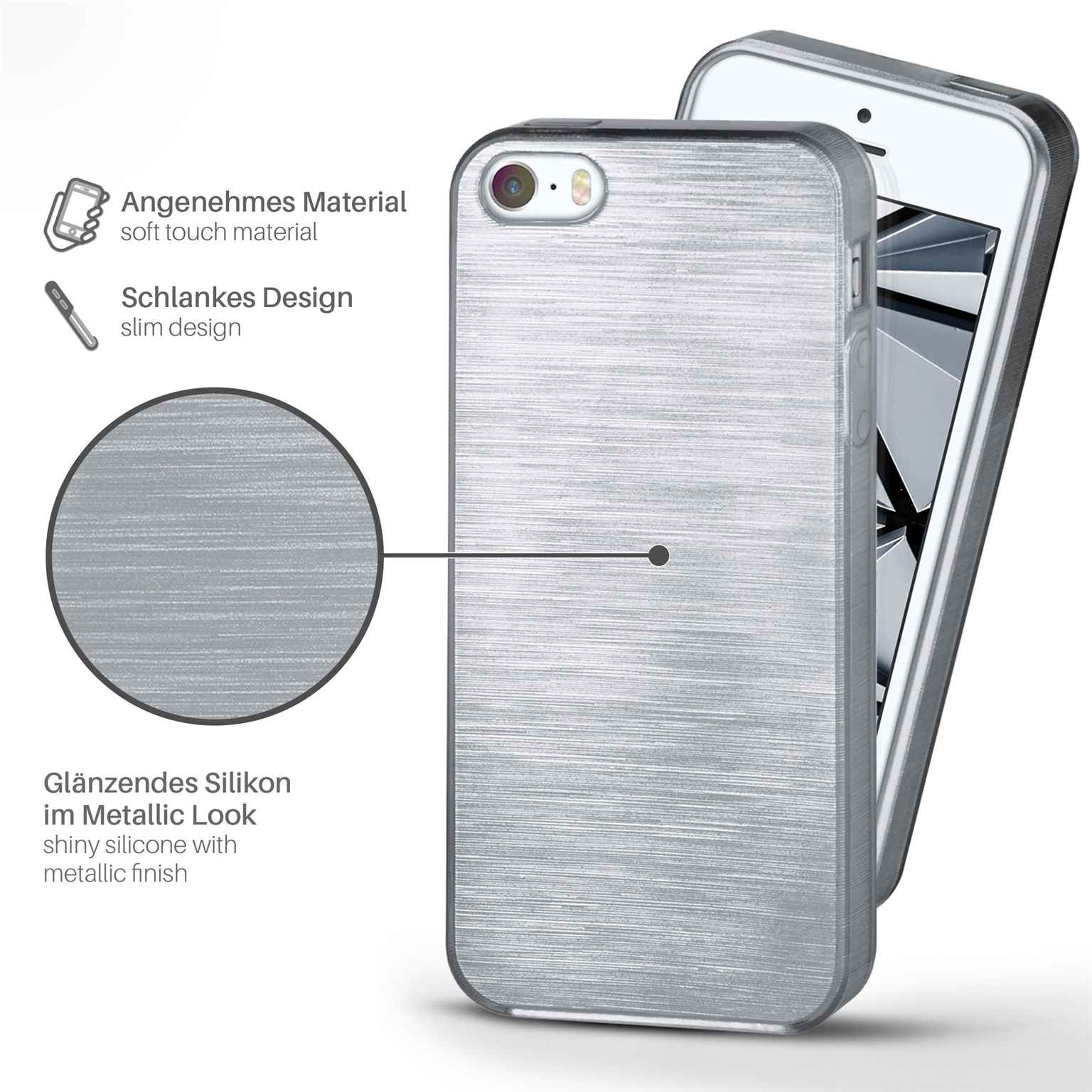MOEX Brushed Case, Backcover, Apple, iPhone Platin-Silver 5s