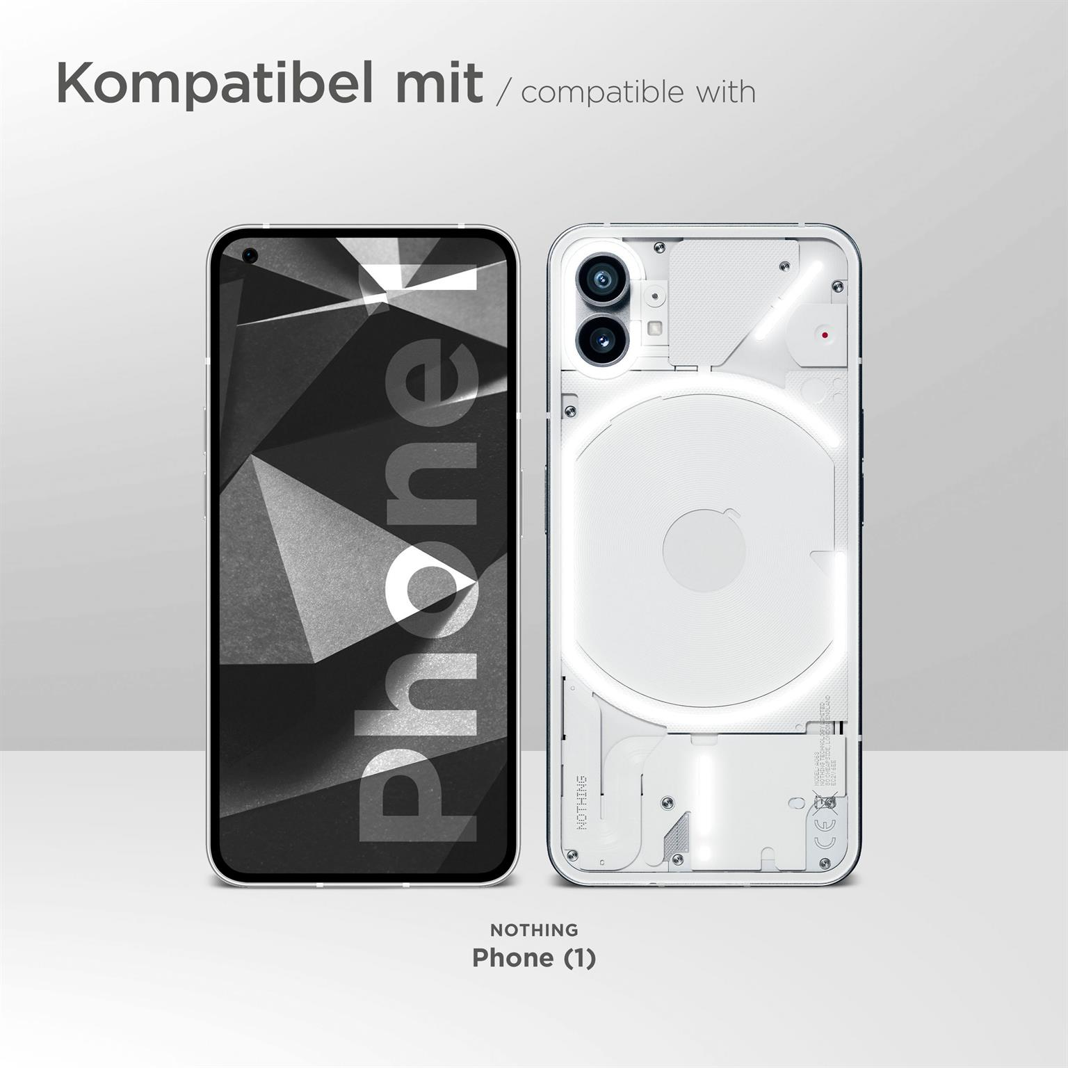 Nothing Phone (1) mit Handyhülle. Vorder- und Rückansicht.