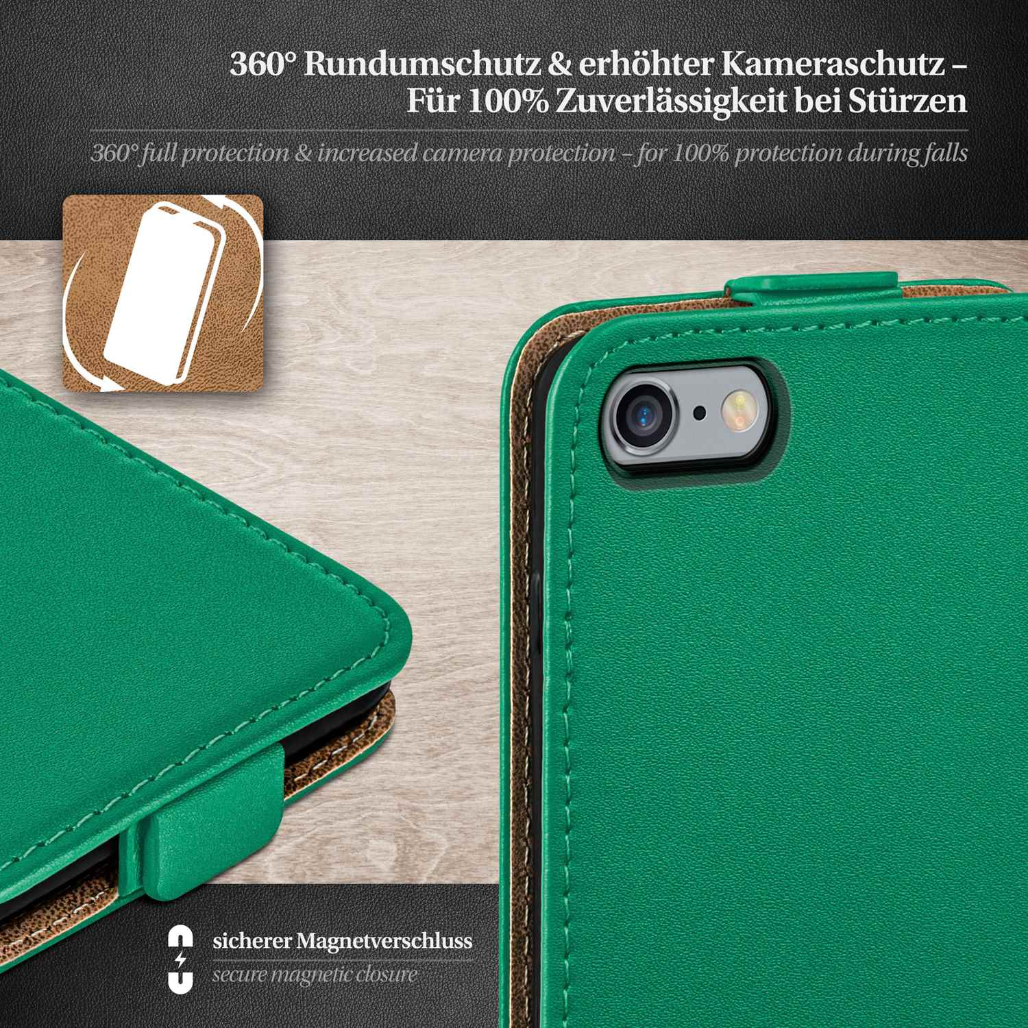 MOEX Flip Emerald-Green Cover, 6, Apple, Flip iPhone Case