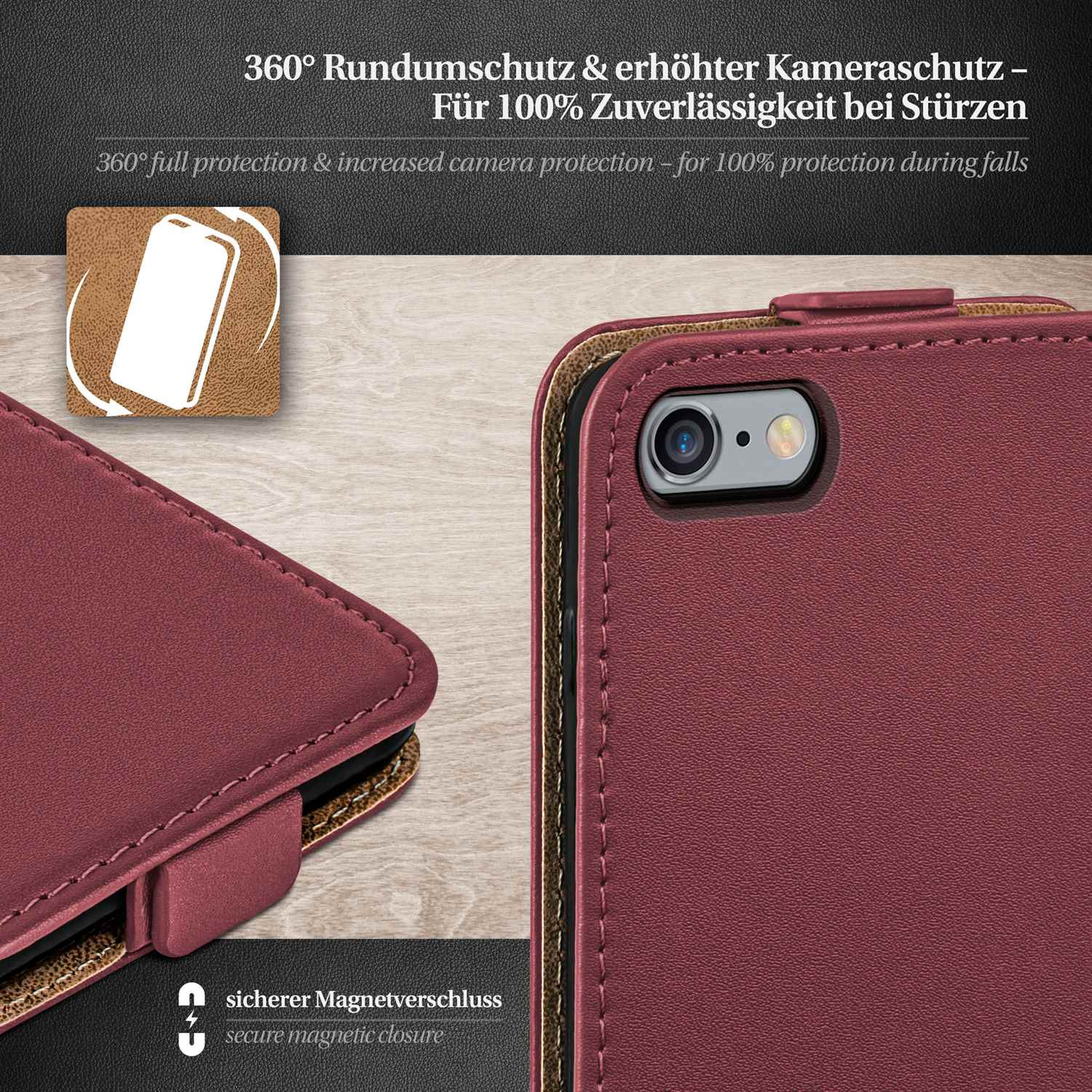 Case, Flip Flip Maroon-Red iPhone Apple, MOEX 6, Cover,