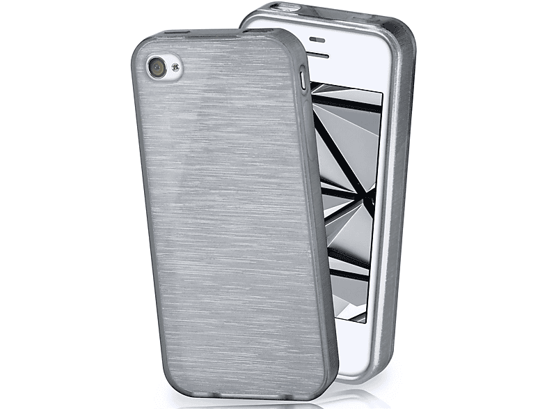 Case, 4S, iPhone MOEX Platin-Silver Brushed Backcover, Apple,
