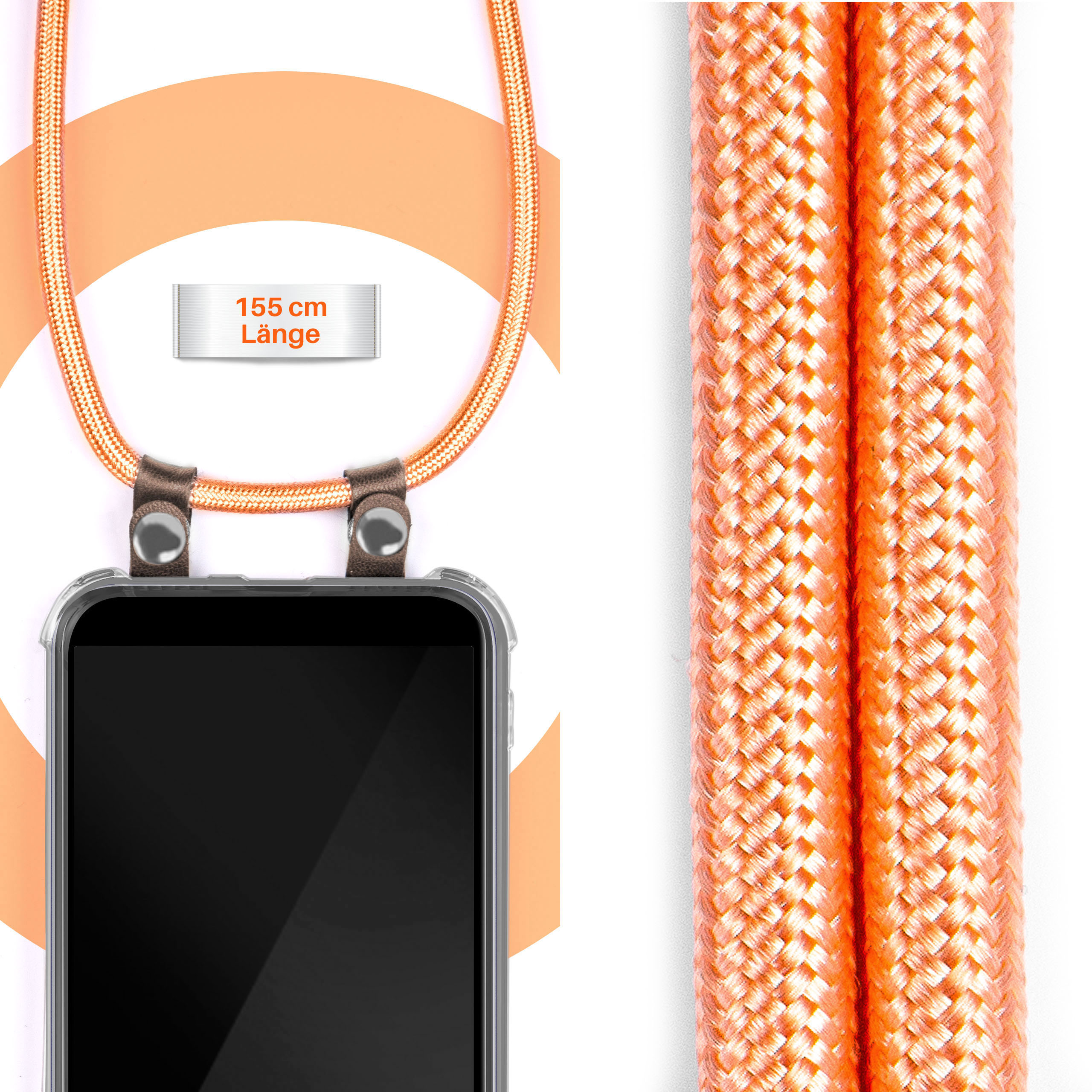 Eine Hand berührt einen Telefonbildschirm mit einem Schlosssymbol, transparente Hülle, weißer Hintergrund.