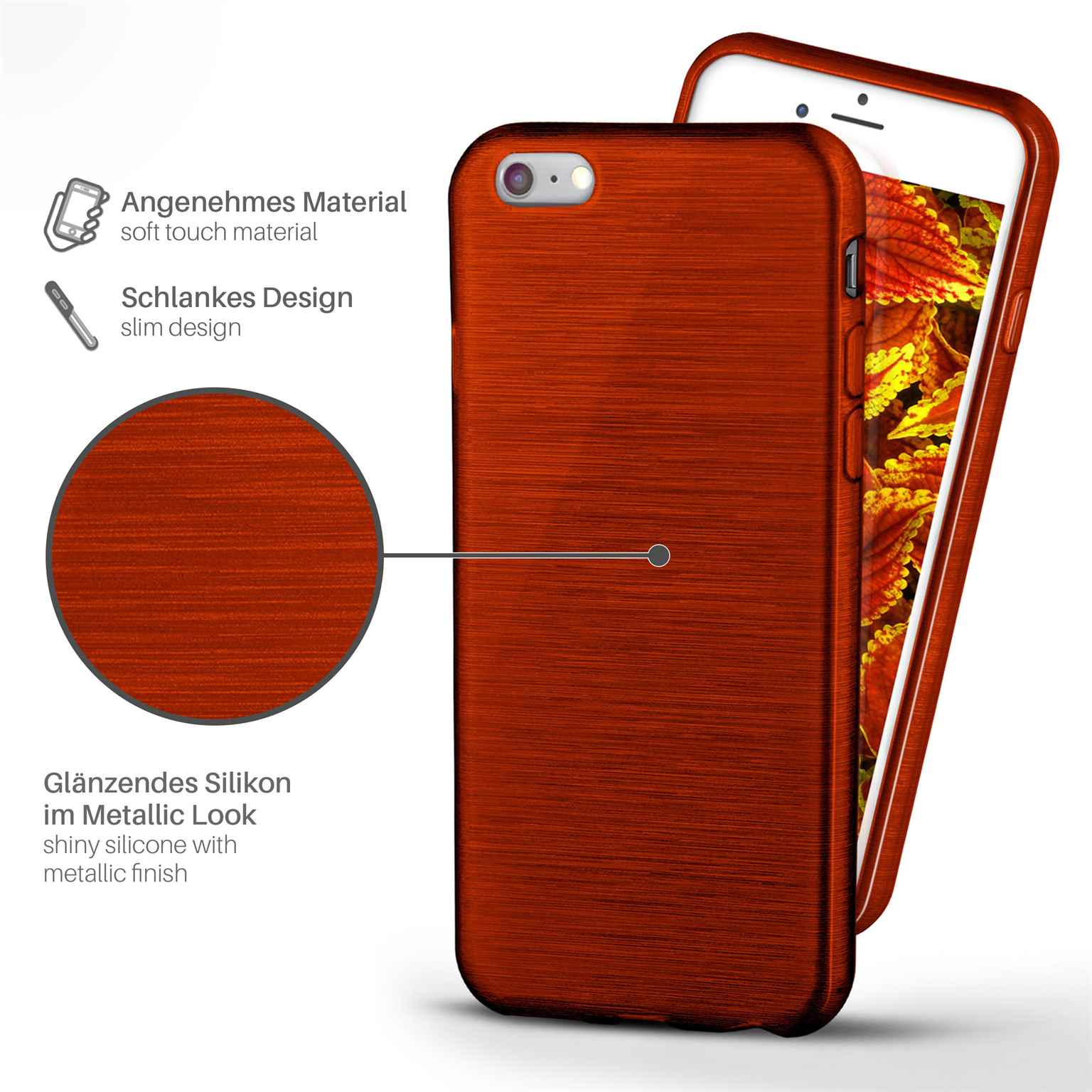 MOEX Backcover, Indian-Red Apple, 6 Case, Brushed Plus, iPhone