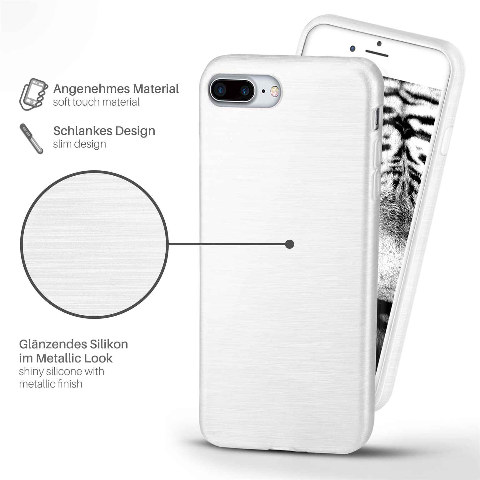 MOEX Brushed Case, Pearl-White Plus, iPhone Backcover, 8 Apple,