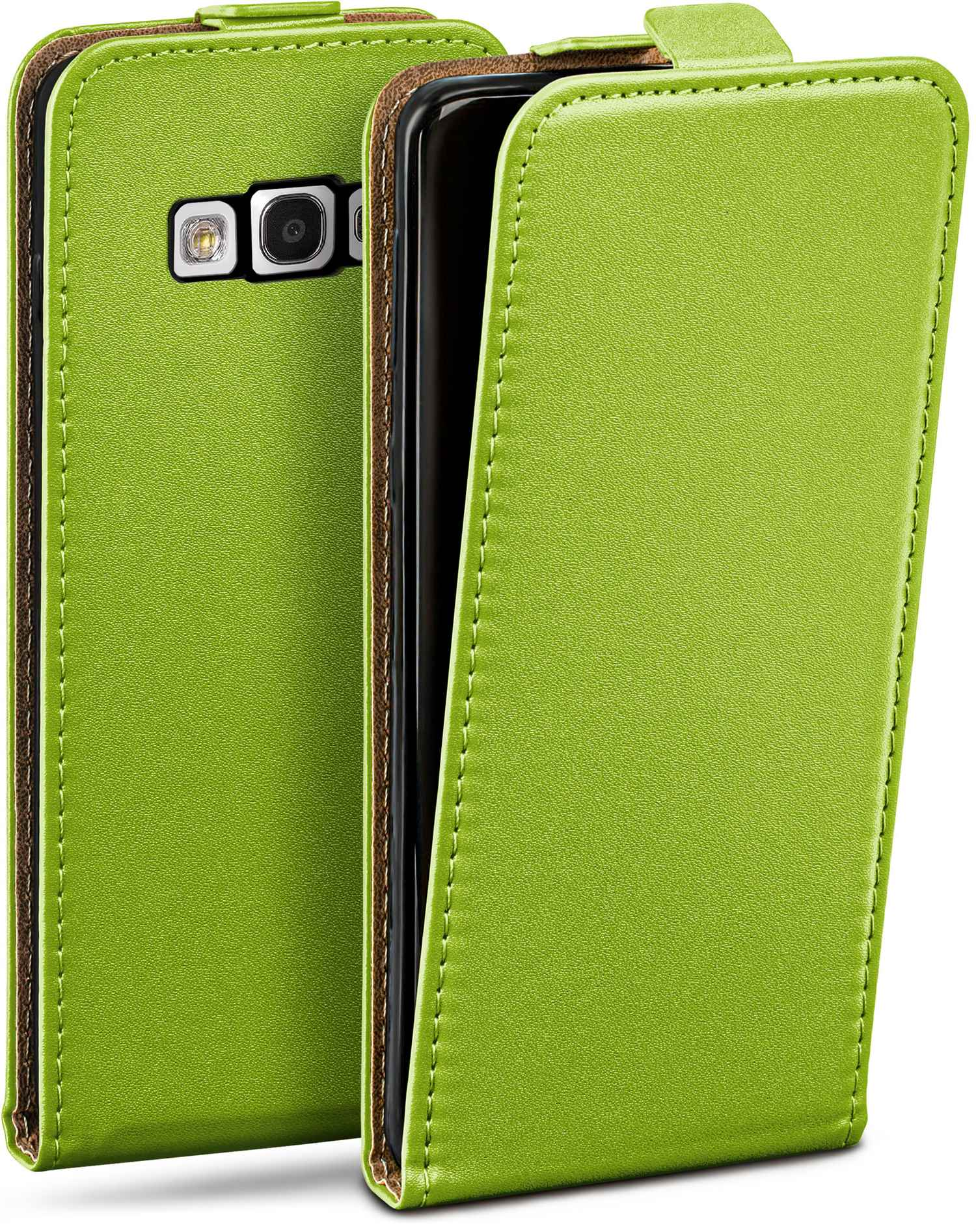 Grüne Handyhülle. Sie ist offen und zeigt ein Telefon. Der Hintergrund ist weiß.