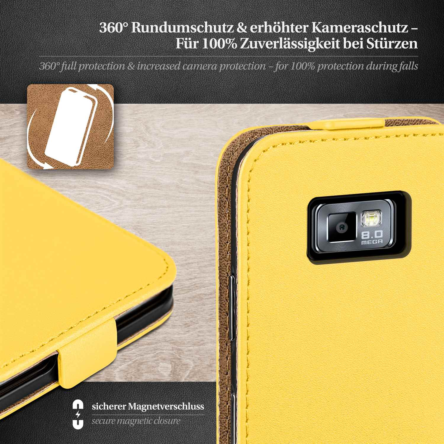 Samsung, Case, Cover, Flip Acid-Yellow Galaxy MOEX S2, Flip